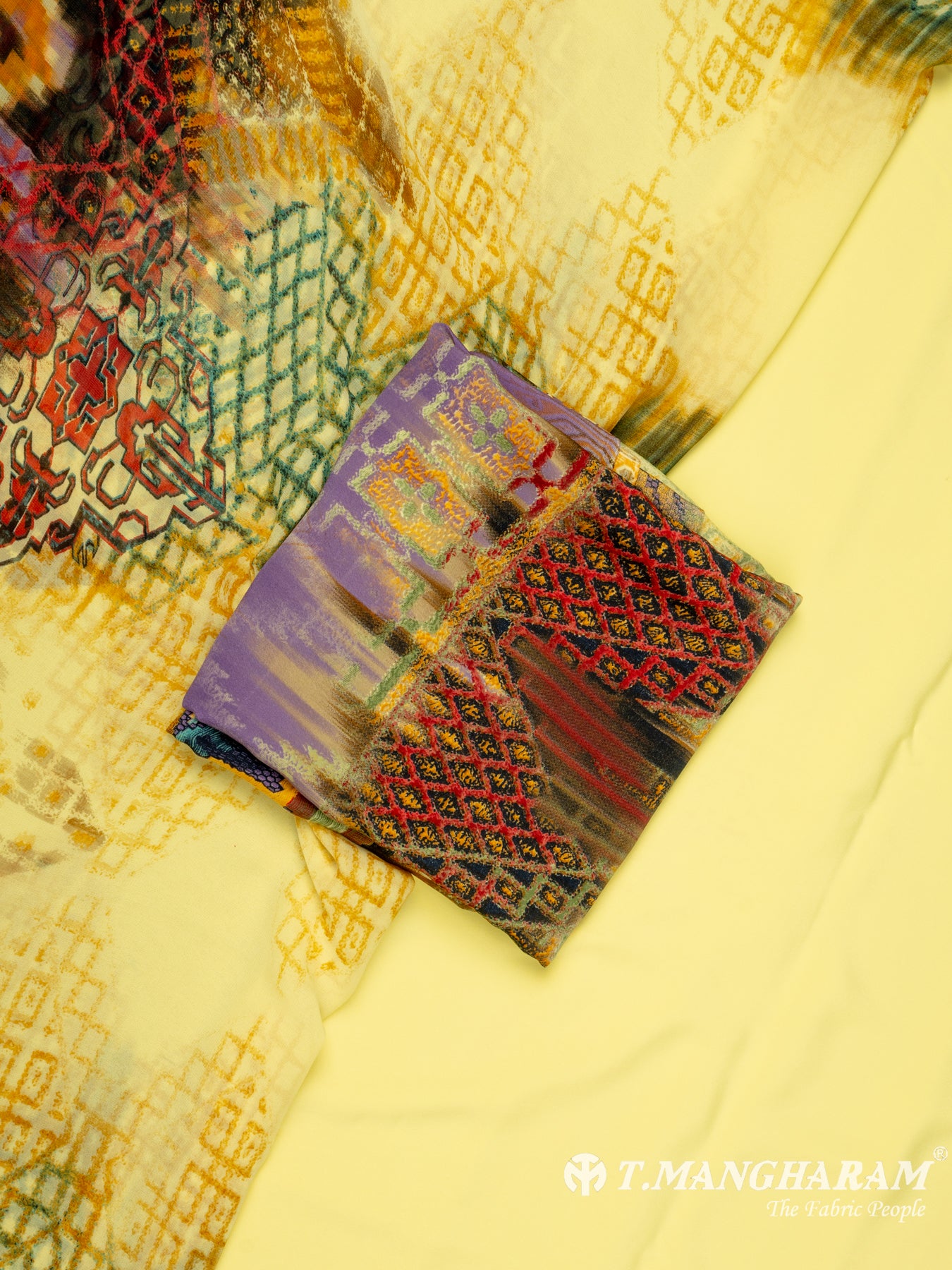 Yellow Crepe Chudidhar Fabric Set - EG1677 view-1