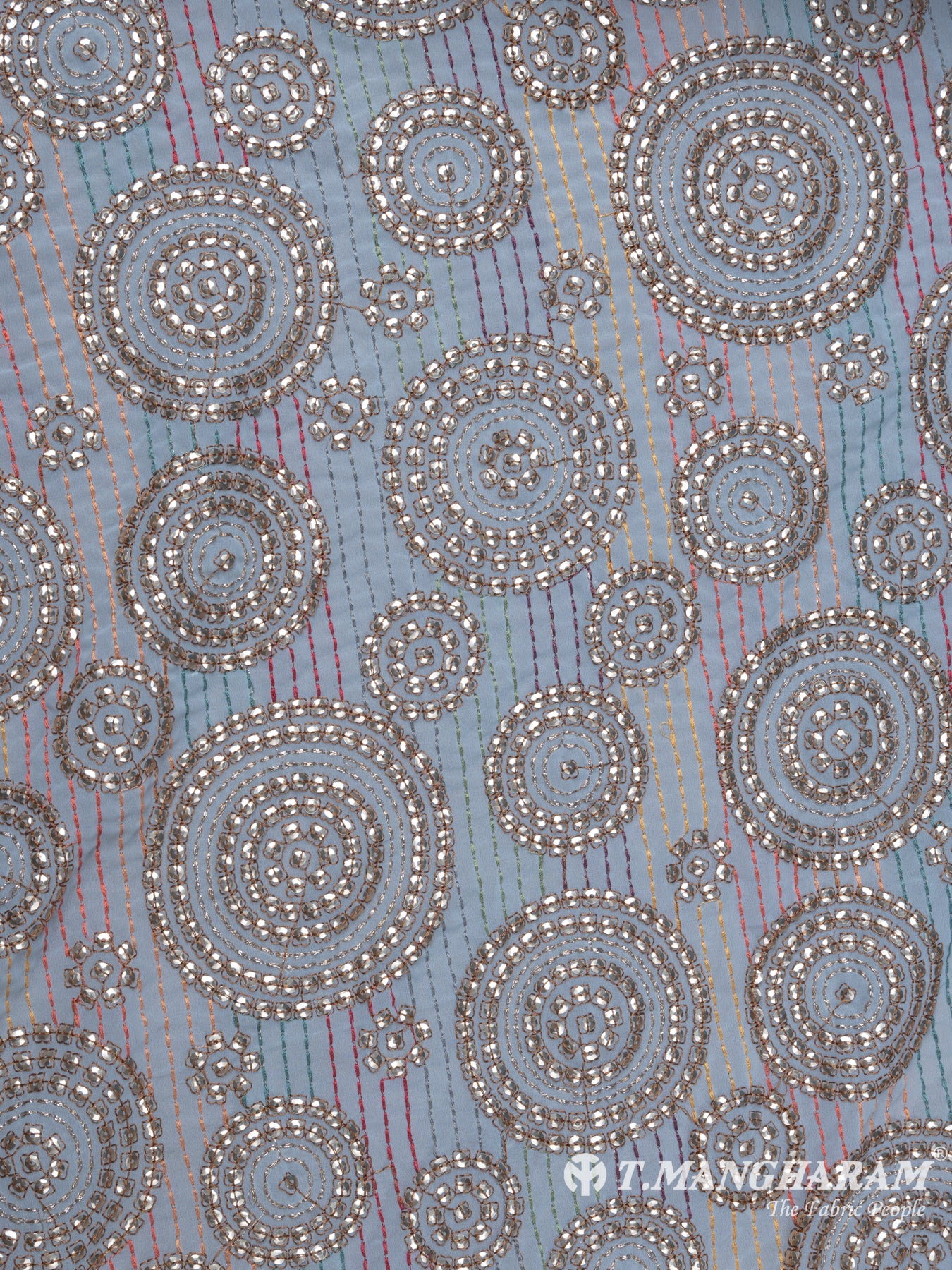 Blue Georgette Fabric - EC7757 view-3