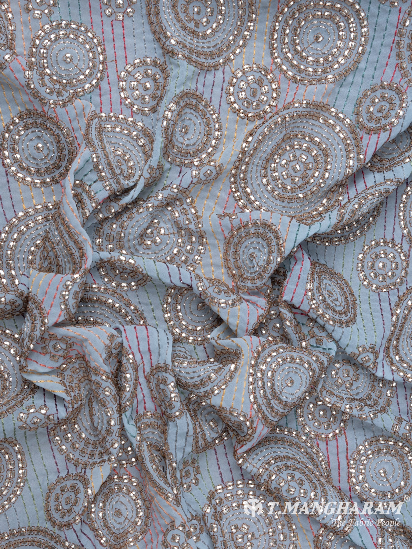 Blue Georgette Fabric - EC7757 view-4
