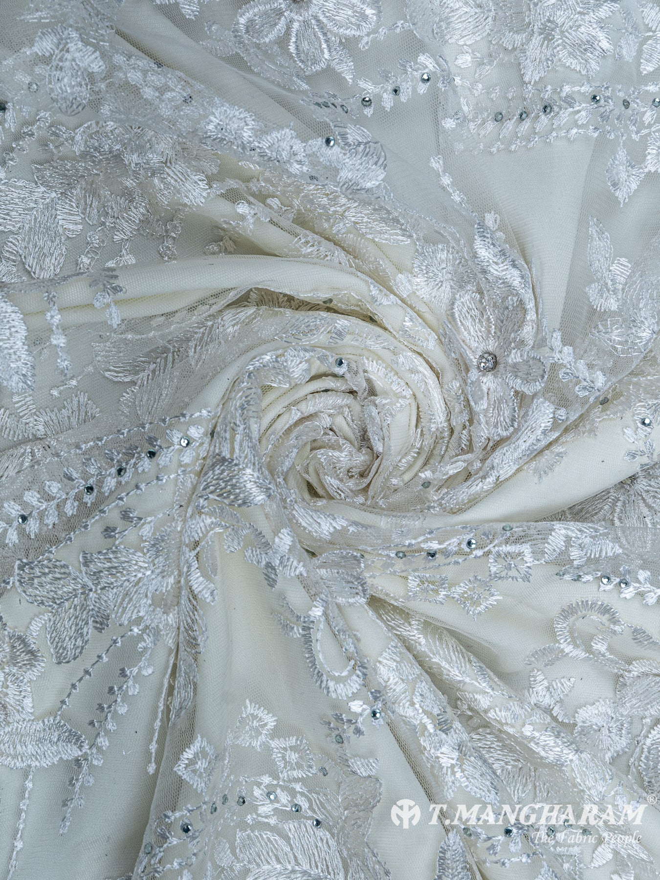 White Fancy Net Fabric - EA1499 – Tmangharam - The Fabric People