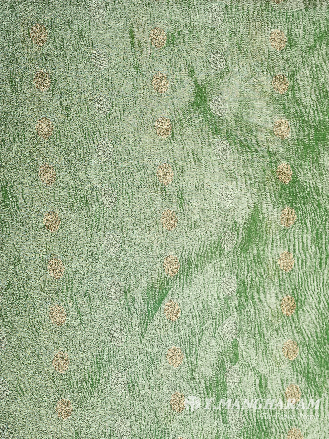 Green Semi Banaras Fabric - EB6806 view-3