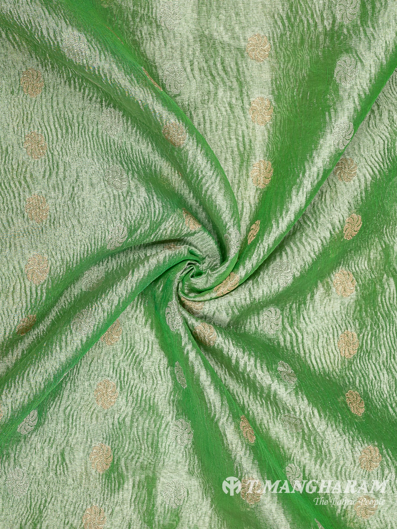 Green Semi Banaras Fabric - EB6806 view-1