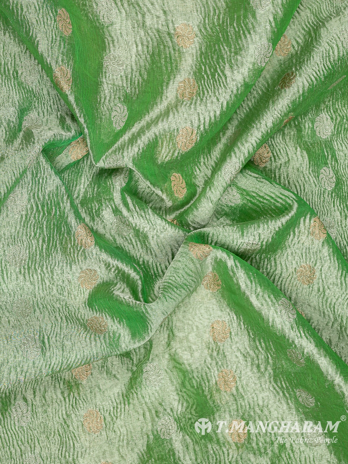 Green Semi Banaras Fabric - EB6806 view-4