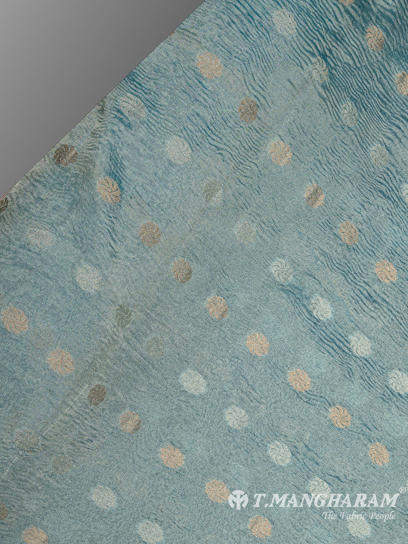 Blue Semi Banaras Fabric - EB6808 view-2
