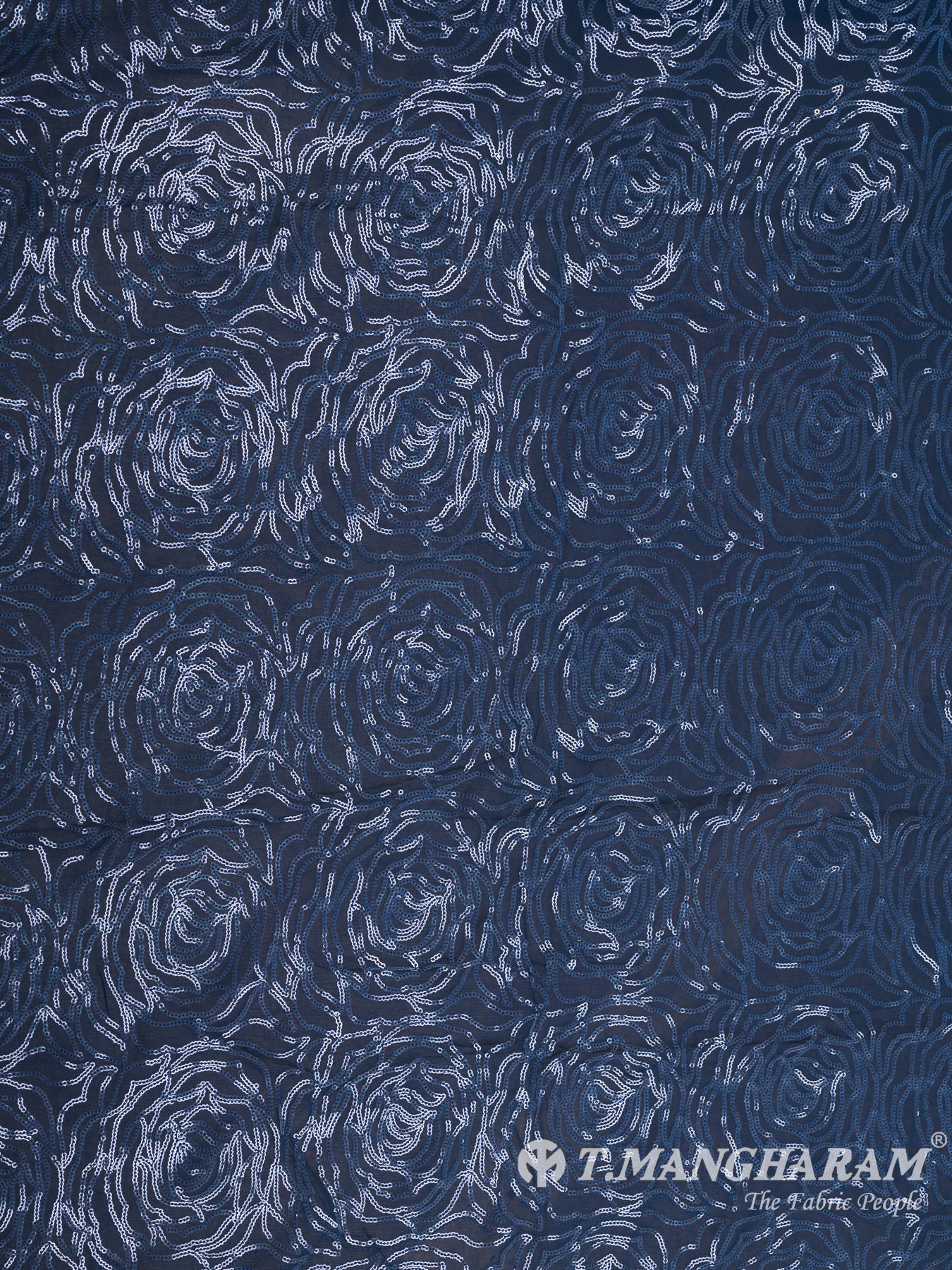 Blue Sequin Georgette Fabric - EB5753