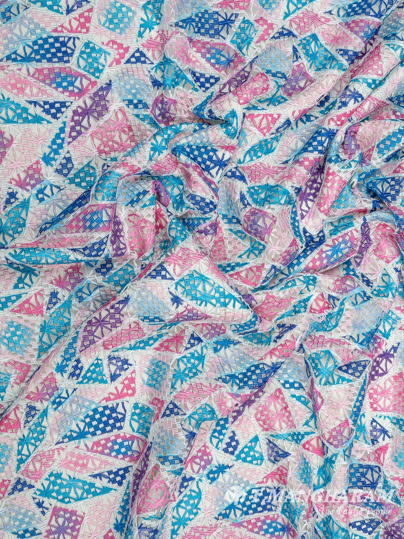 Multicolor Crochet Cotton Fabric - EC9741 view-4
