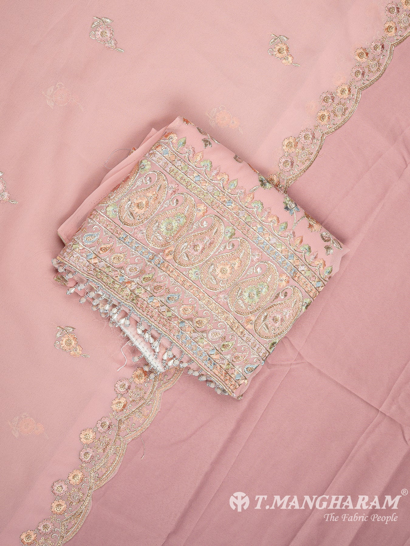 Pink Georgette Chudidhar Fabric Set - EH1700 view-1