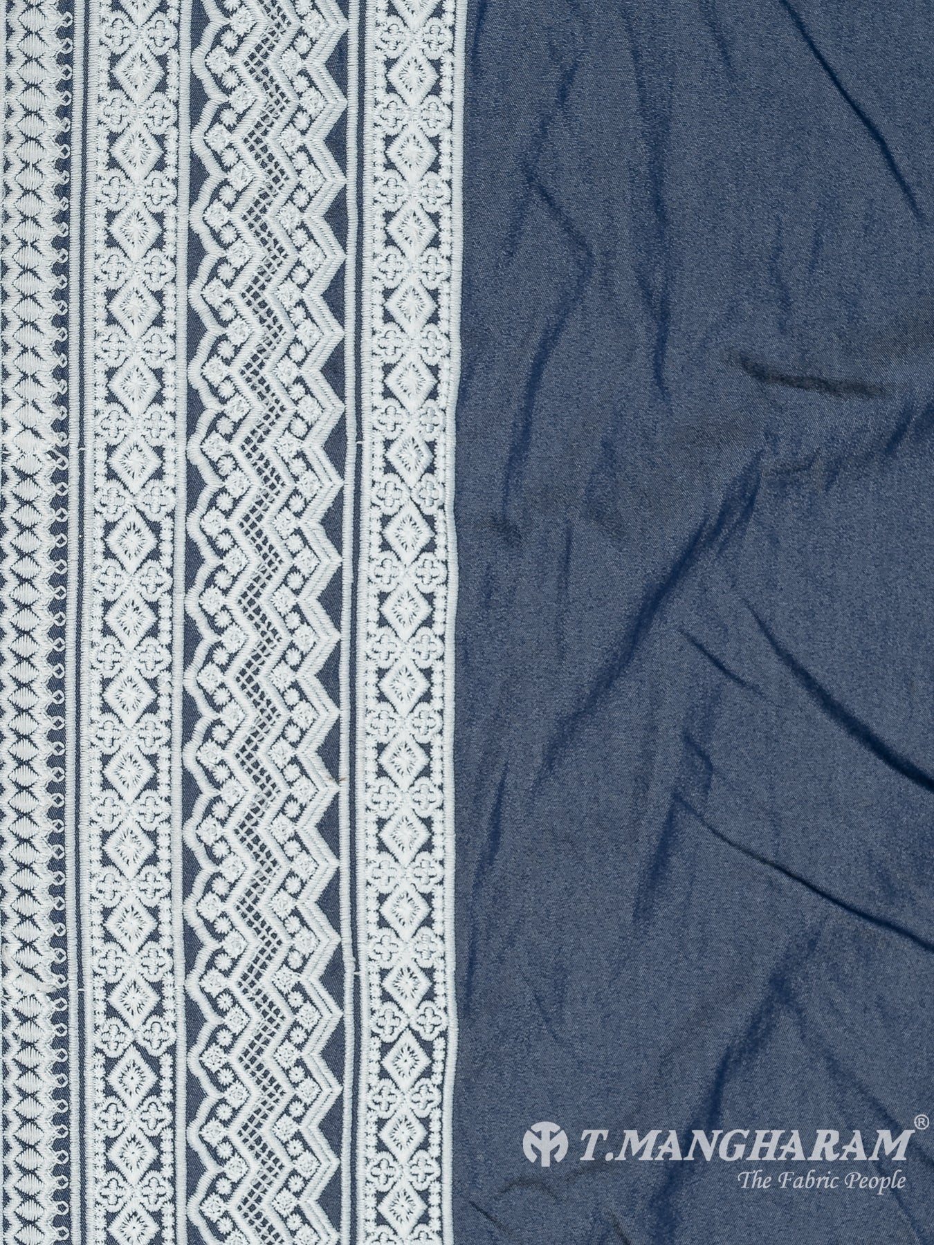 Blue Denim Embroidery Fabric - EB6555 view-3