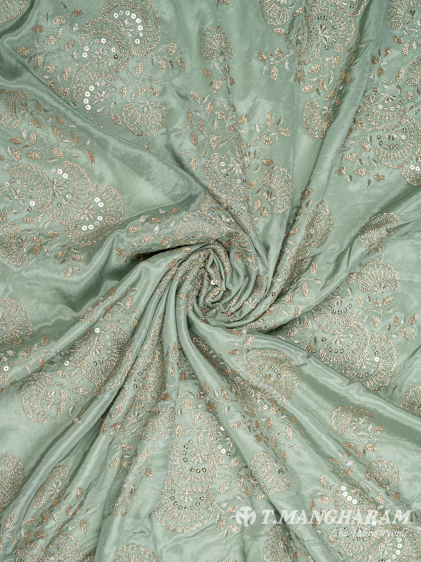 Green Chinnon Silk Fabric - EC8724 view-1