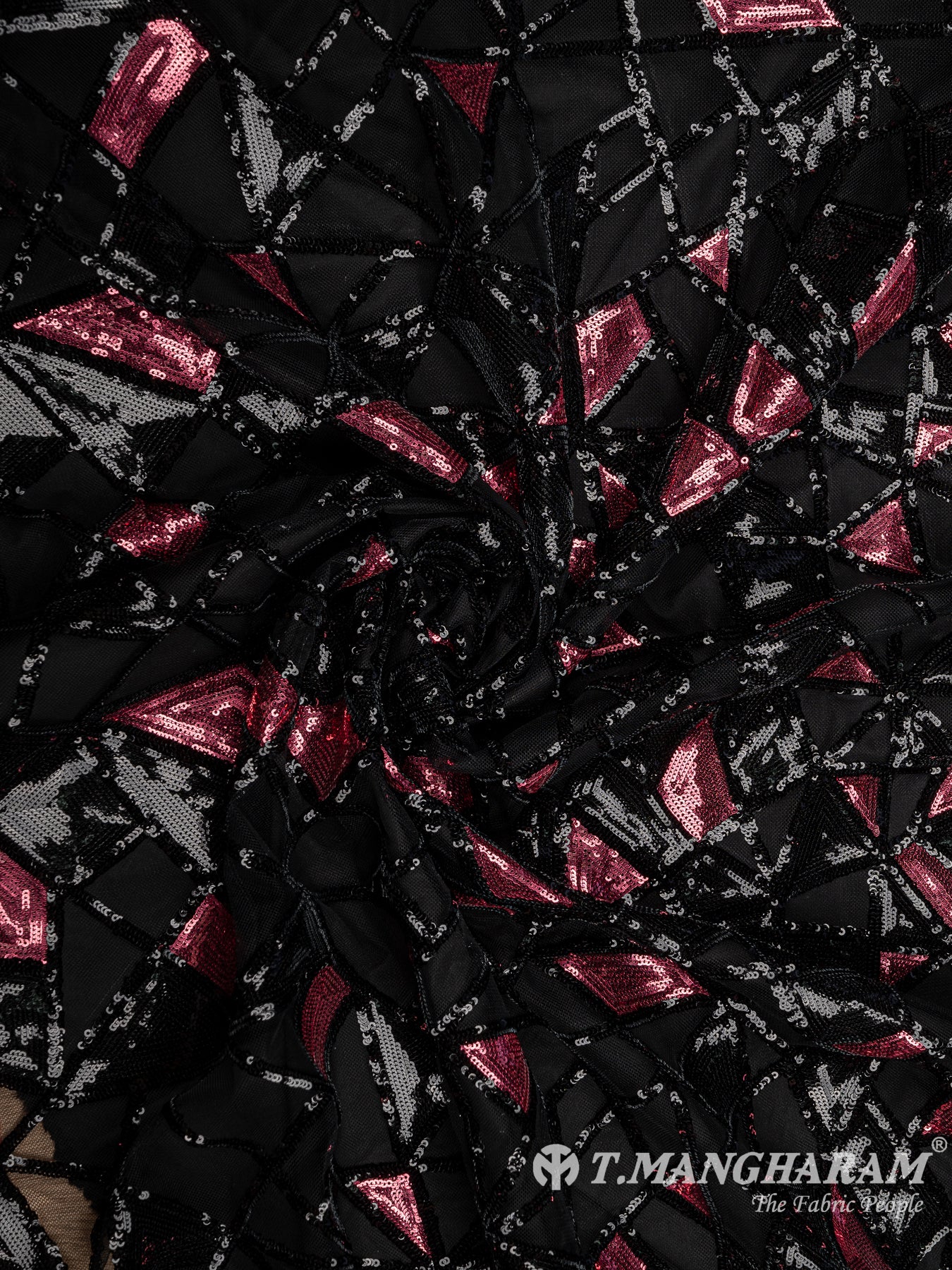 Black Fancy Net Fabric - EC8439 view-1
