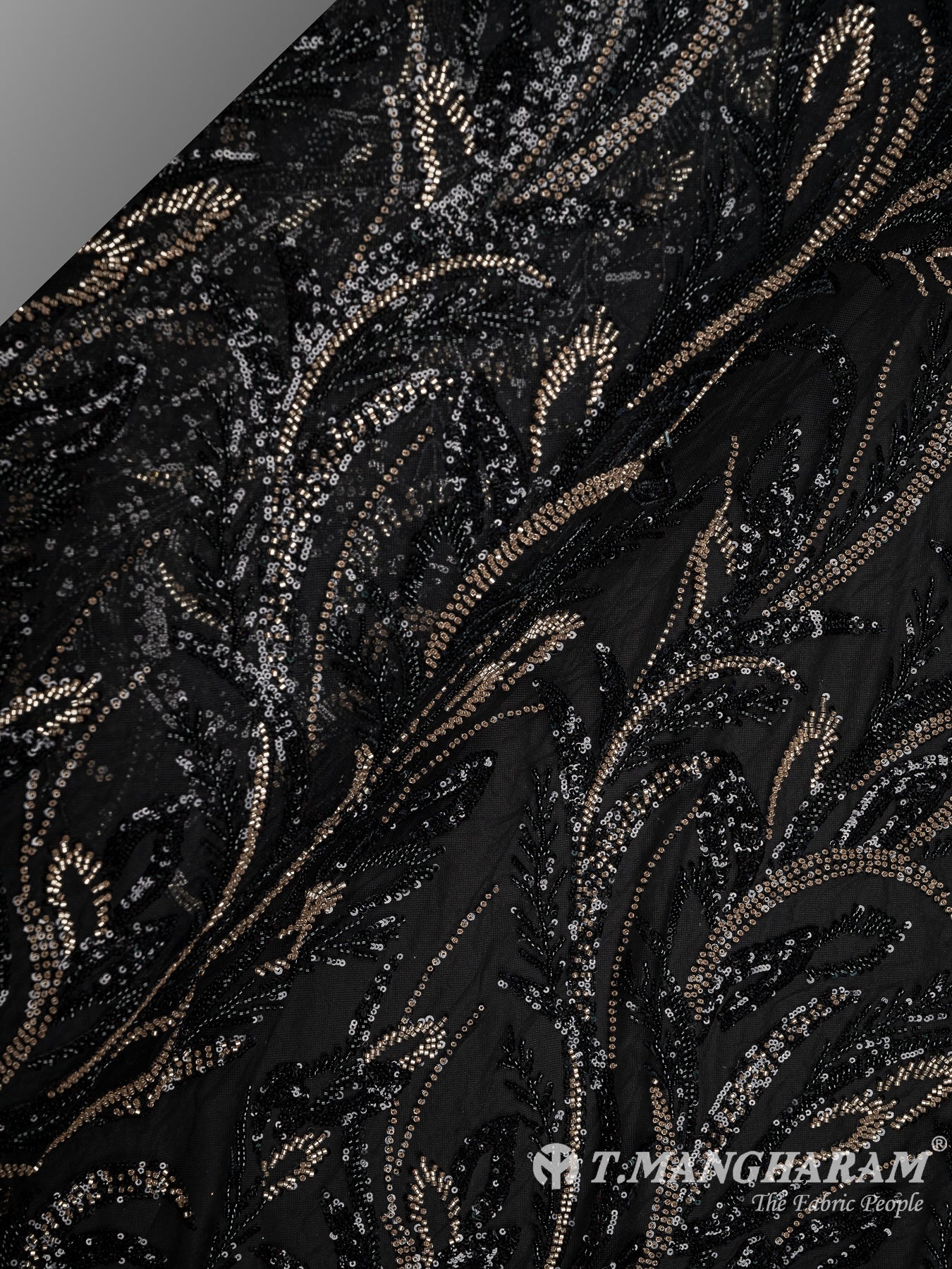 Black Fancy Net Fabric - EC8571 view-2