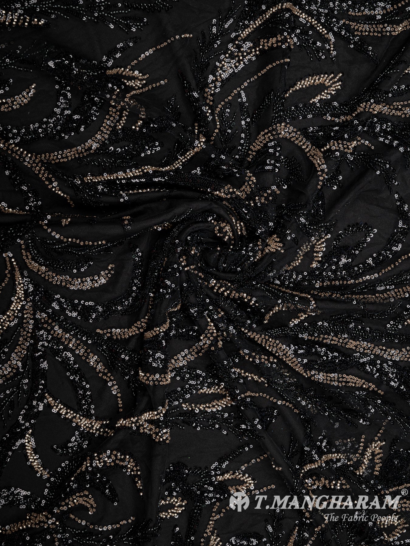 Black Fancy Net Fabric - EC8571 view-1