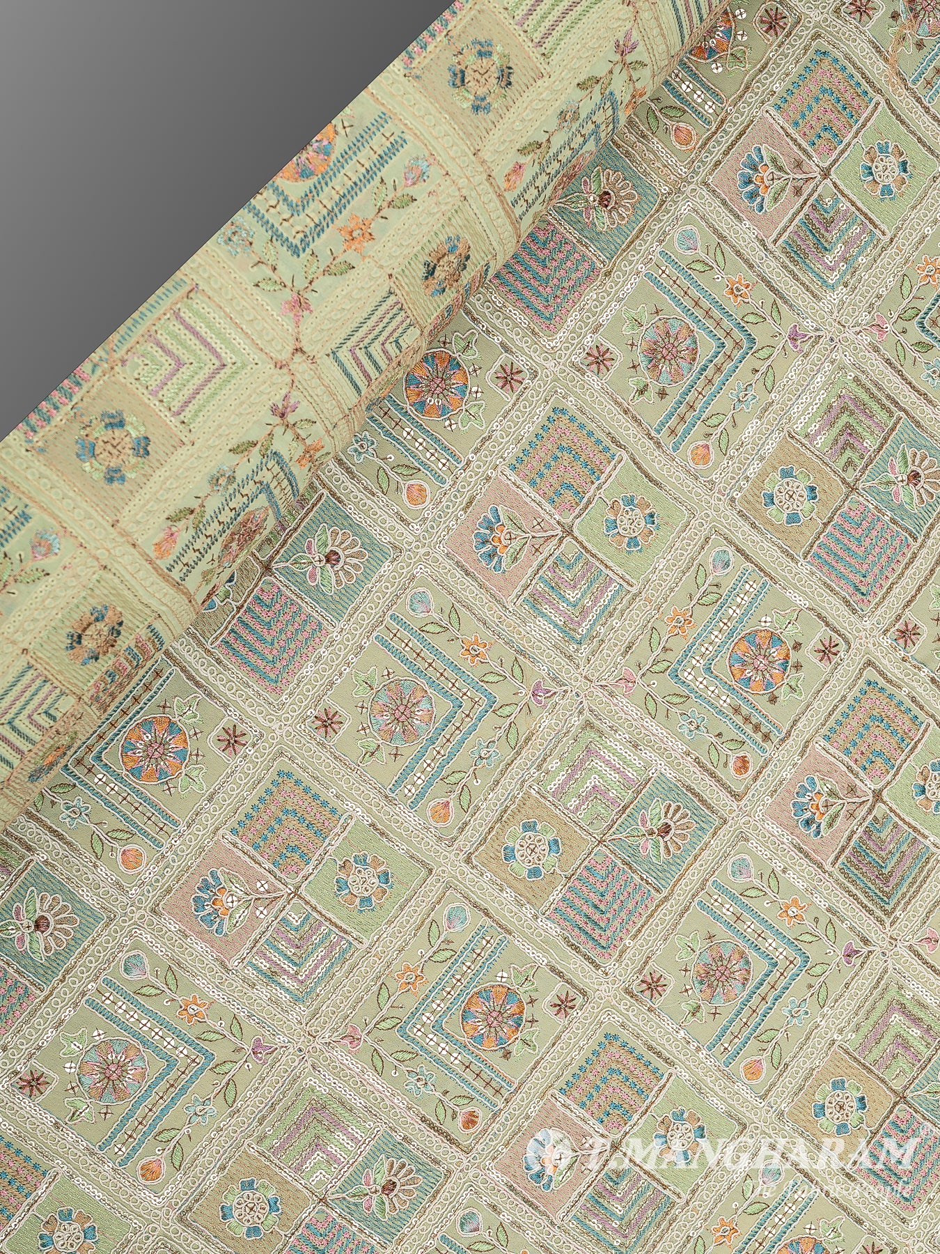 Multicolor Chinnon Silk Fabric - EC9735 view-2