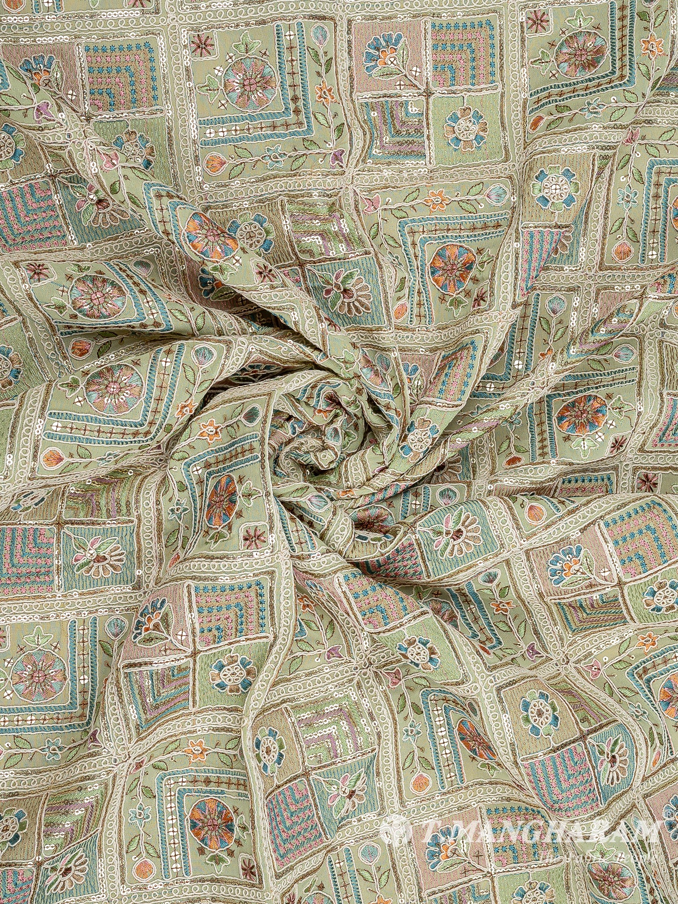Multicolor Chinnon Silk Fabric - EC9735 view-1