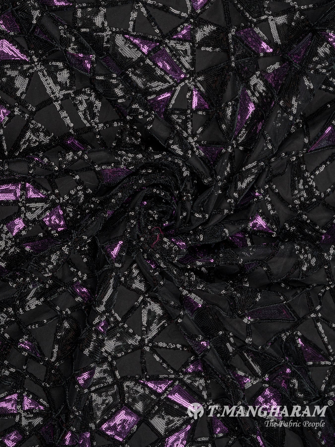 Black Fancy Net Fabric - EC8441 view-1