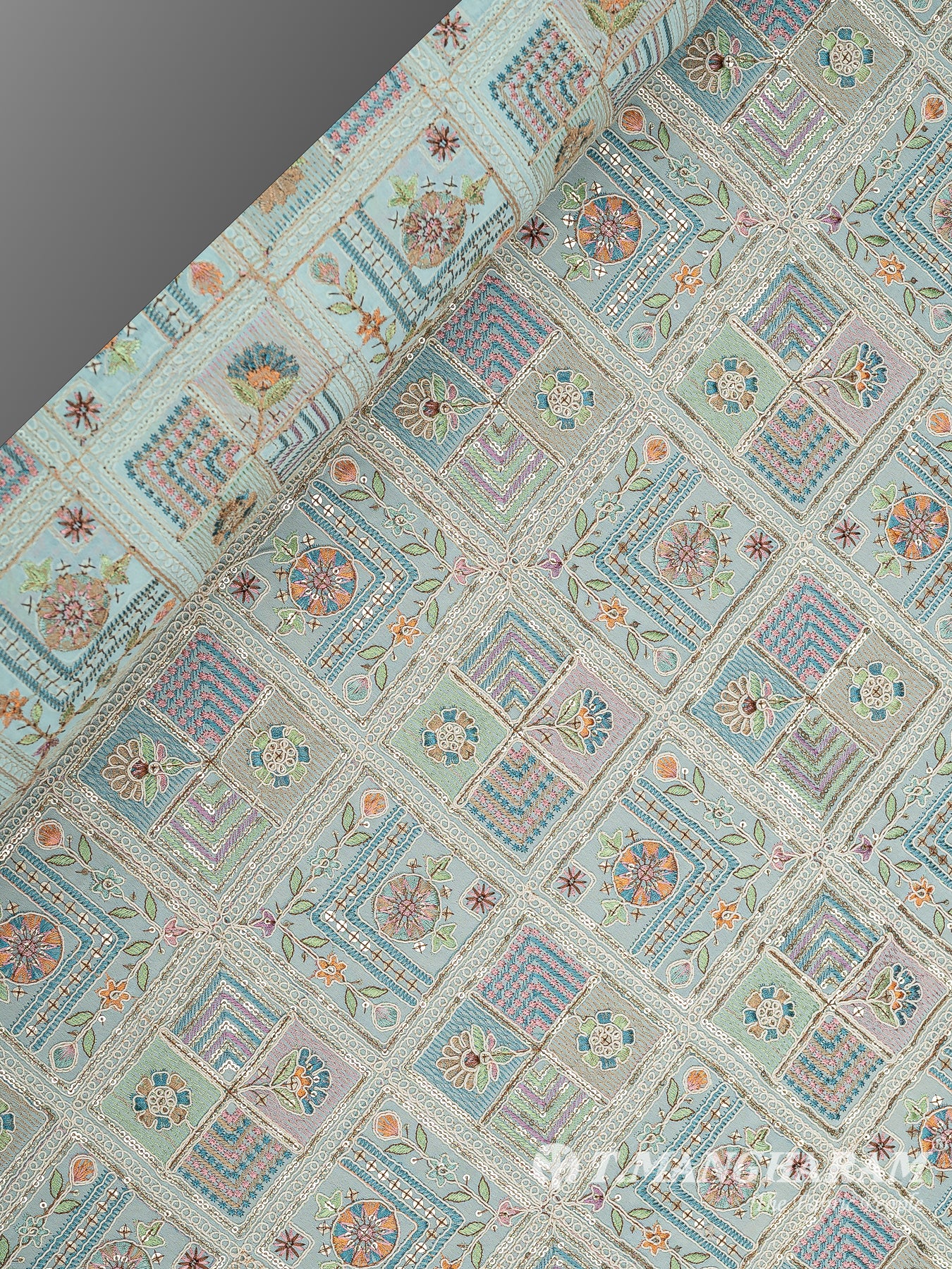 Multicolor Chinnon Silk Fabric - EC9733 view-2