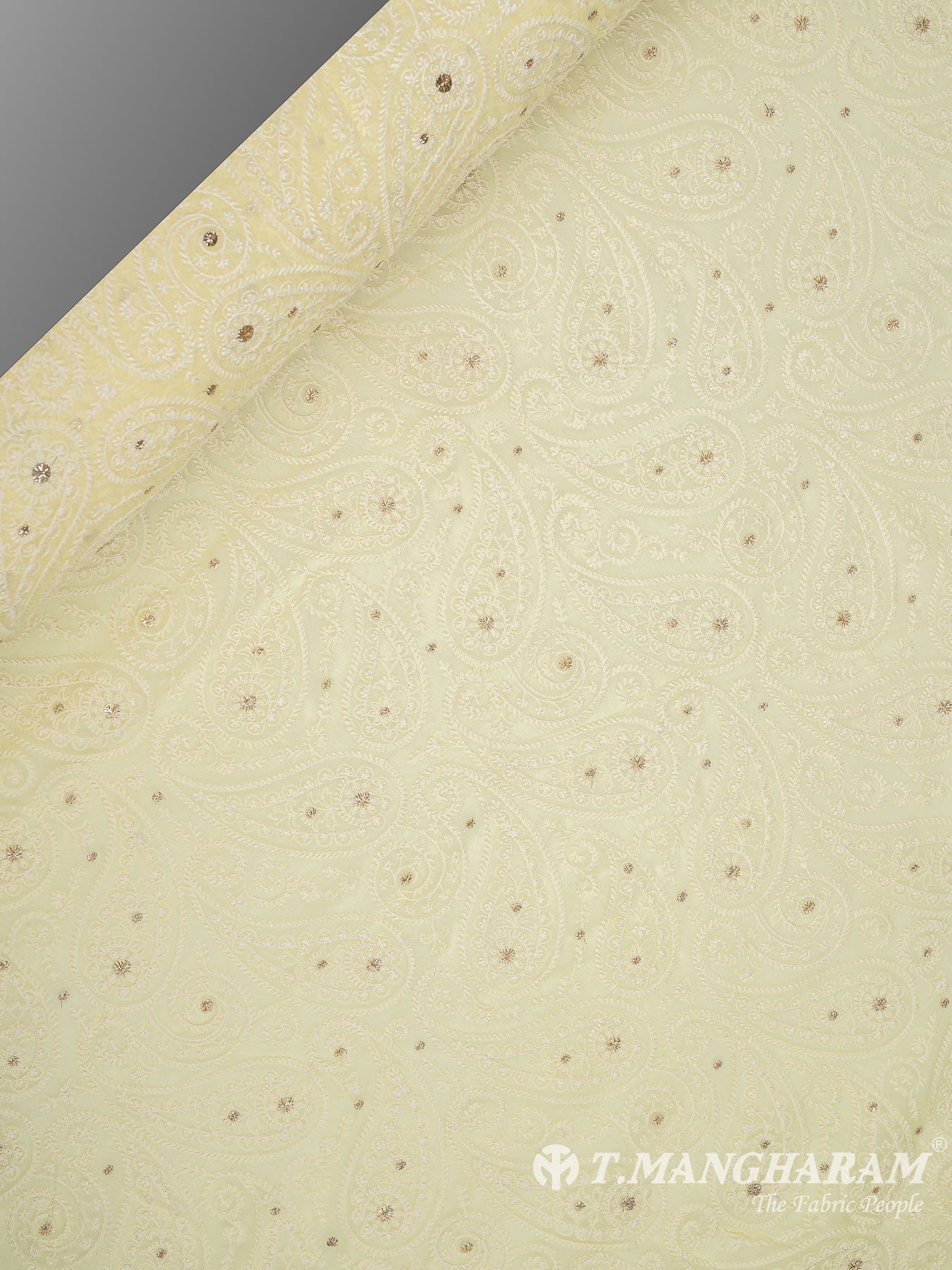 Yellow Georgette Embroidery Fabric - EC9056 view-2