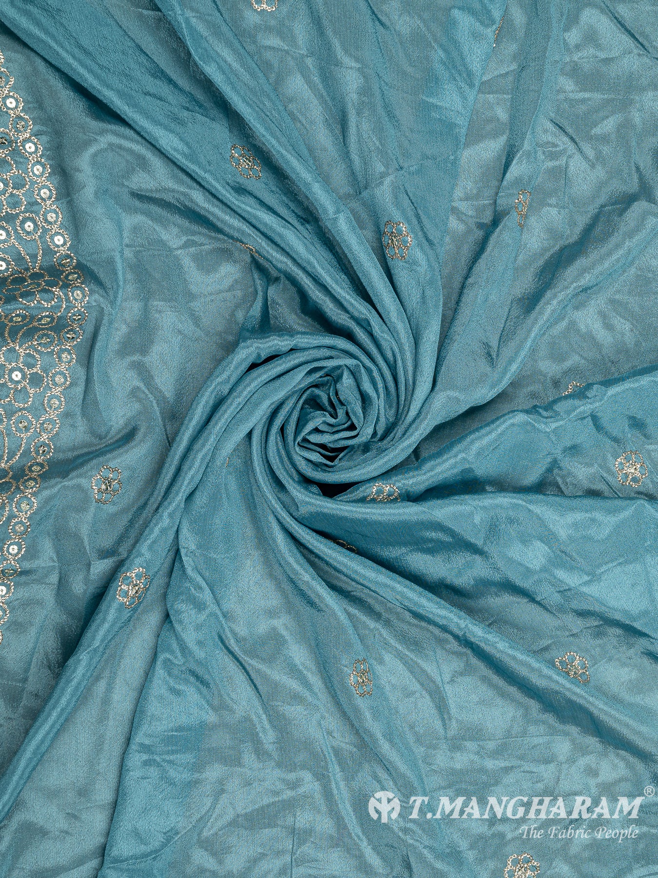 Blue Chinnon Silk Fabric - EC8295 view-1
