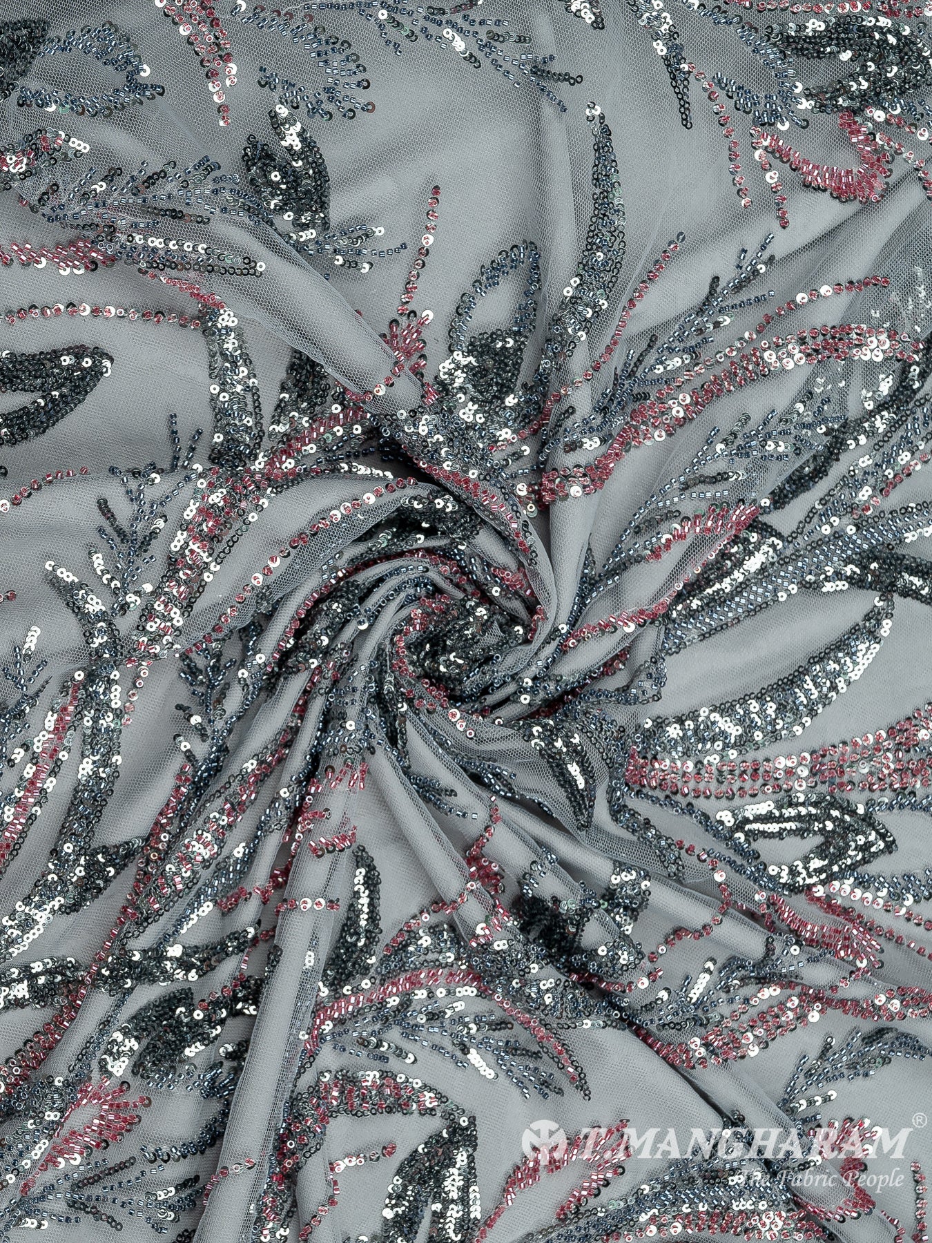 Grey Fancy Net Fabric - EC8568 view-1