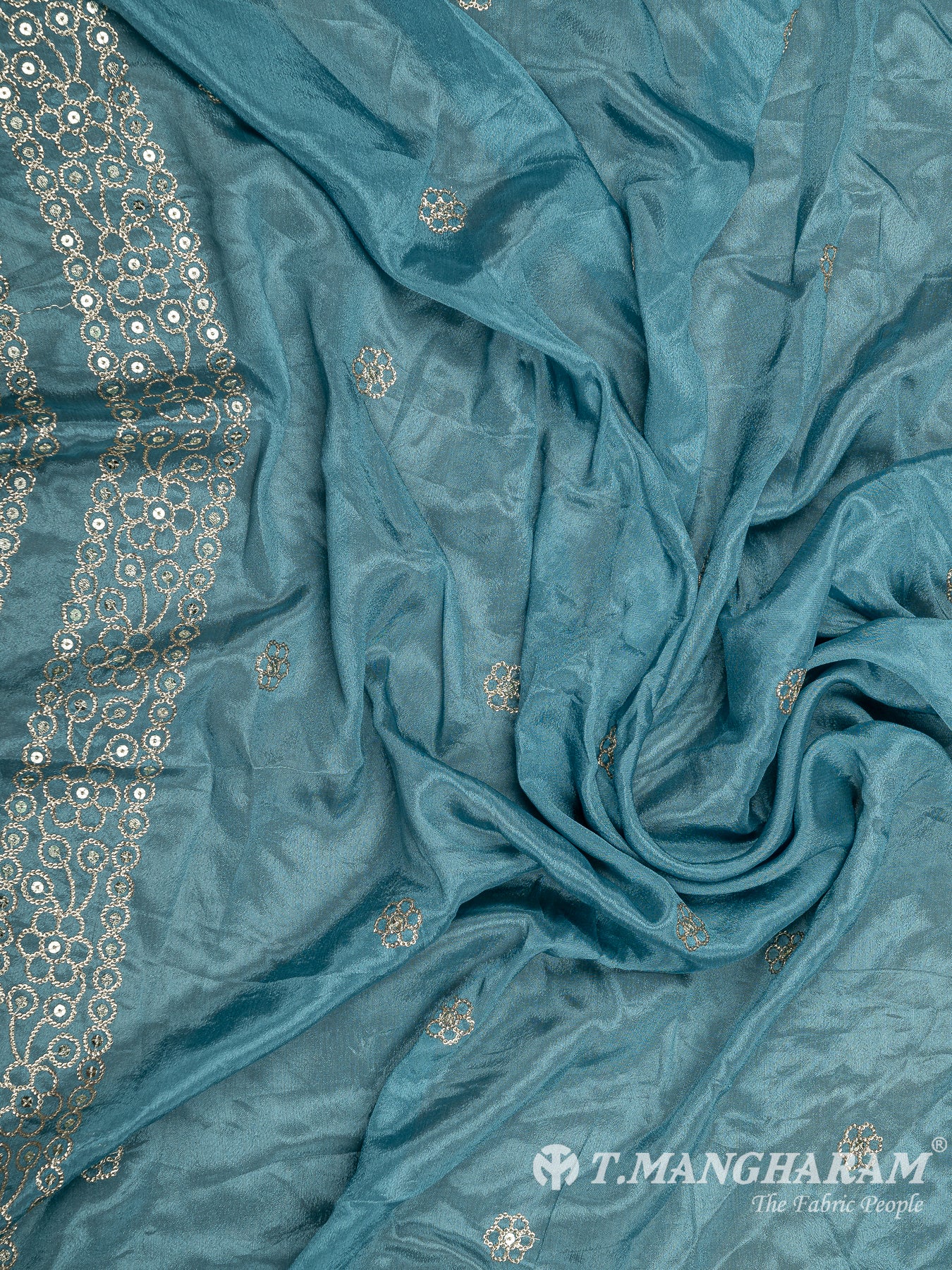 Blue Chinnon Silk Fabric - EC8295 view-3