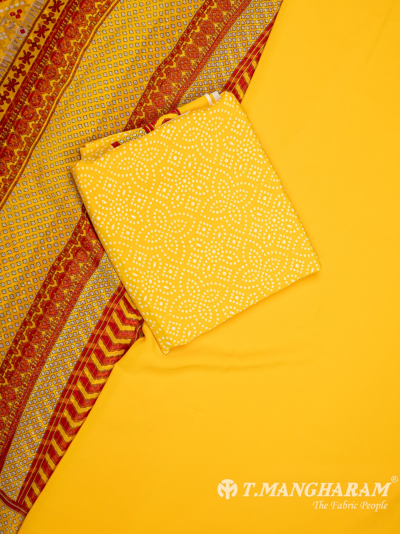 Yellow Crepe Chudidhar Fabric Set - EH1664 view-1