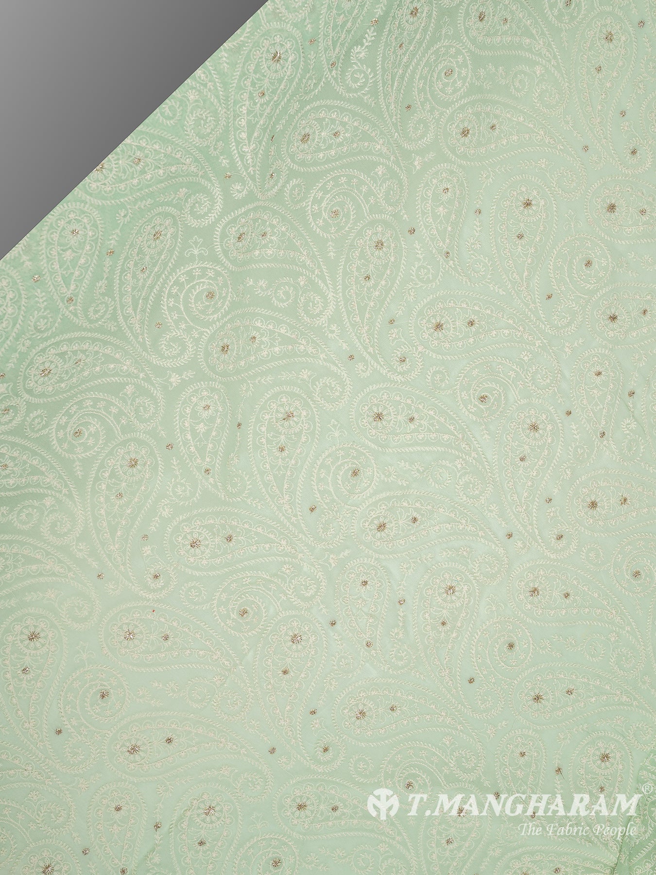 Green Georgette Embroidery Fabric - EC9057 view-2