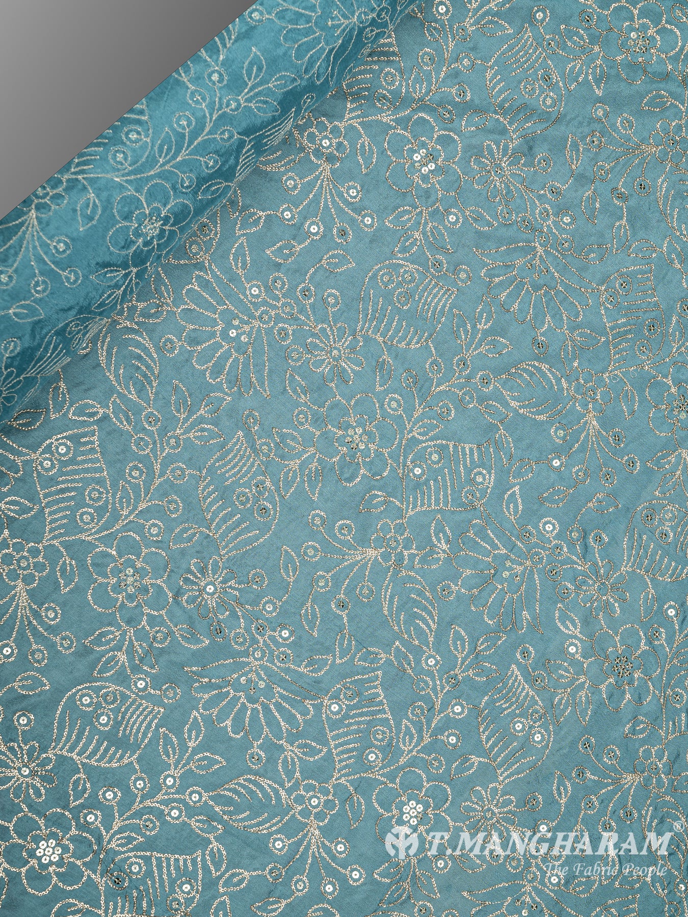 Blue Chinnon Silk Fabric - EC8293 view-2