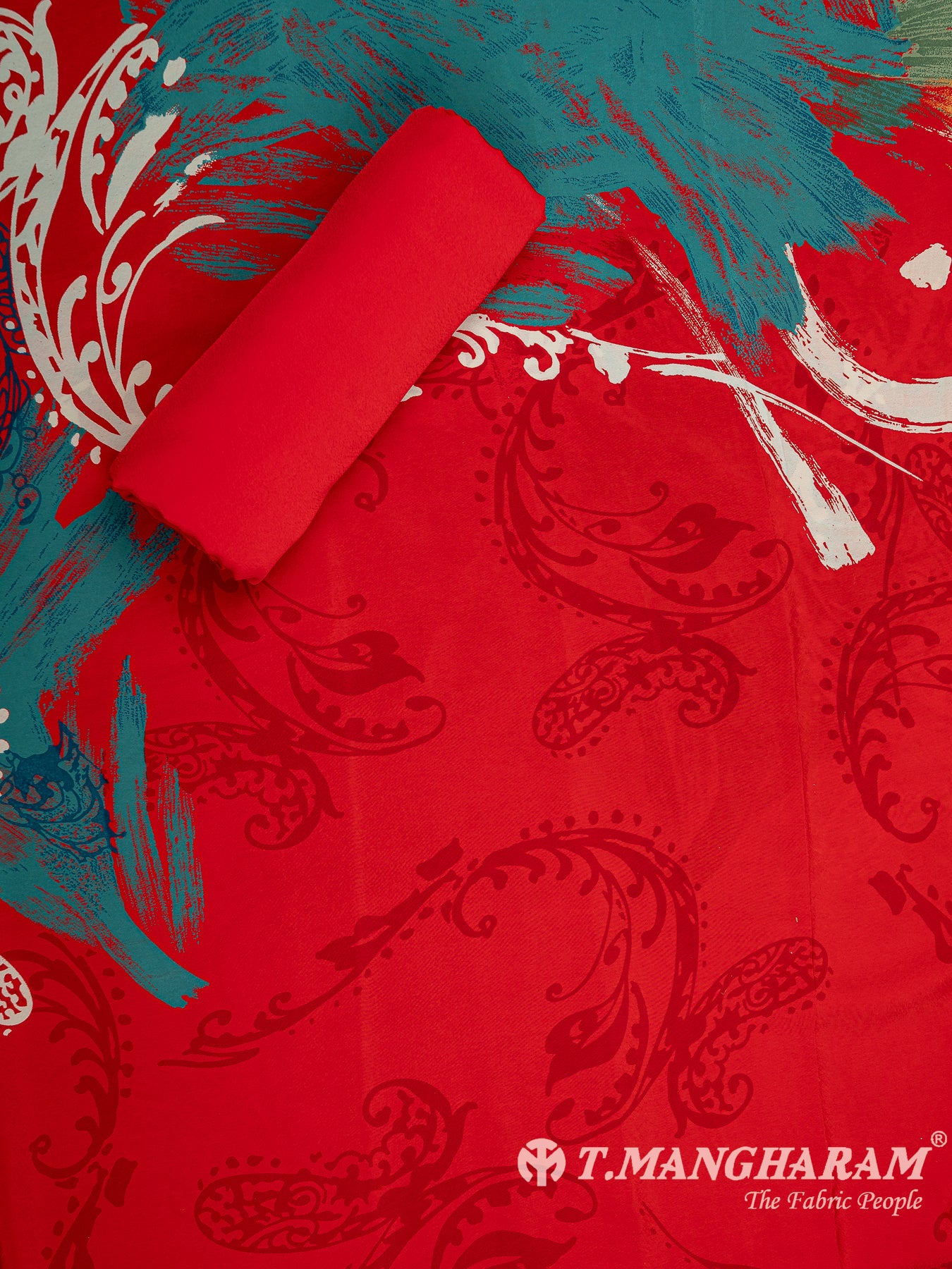 Red Crepe Chudidhar Fabric Set - EH1673 view-2