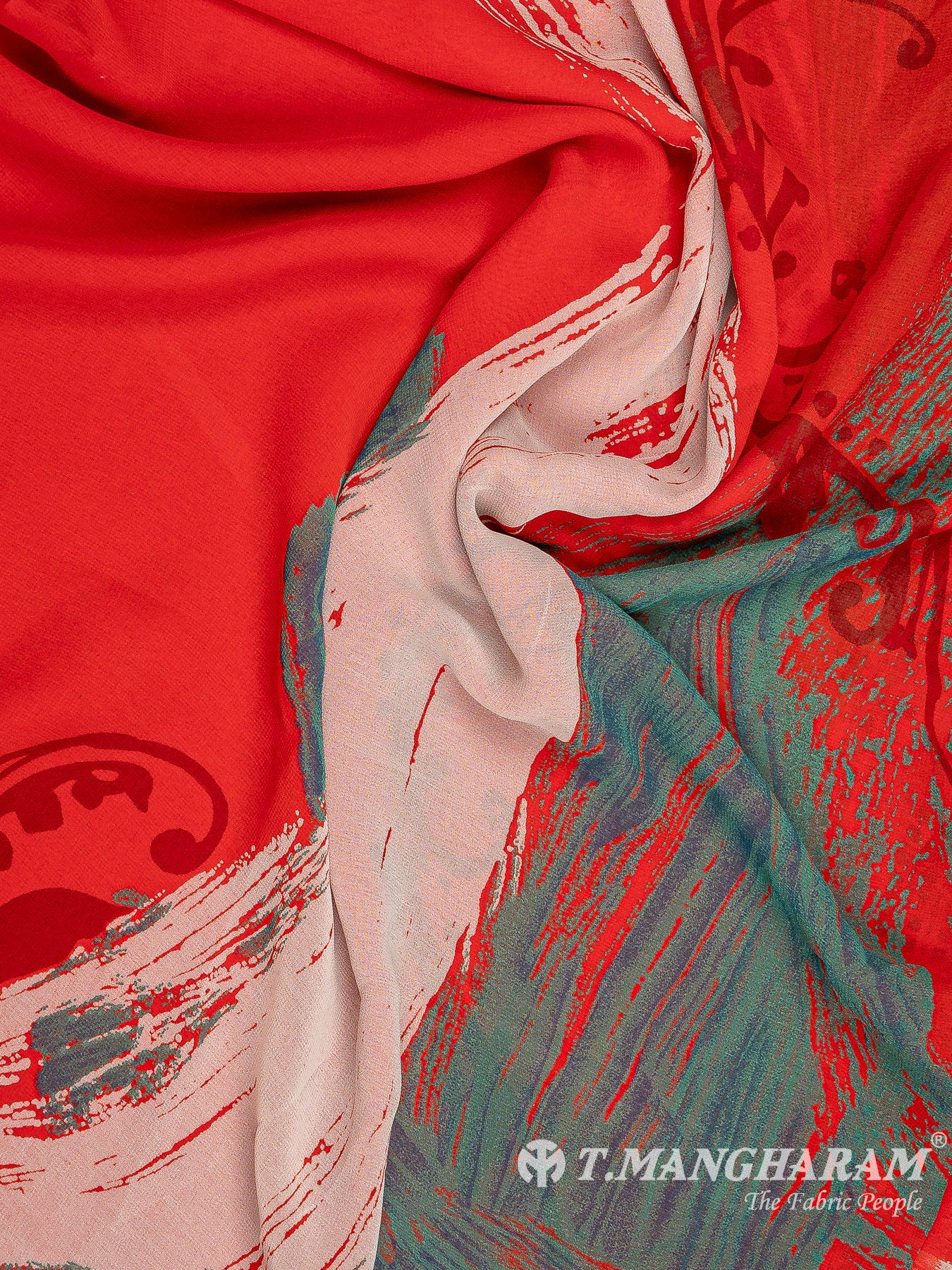 Red Crepe Chudidhar Fabric Set - EH1673 view-3