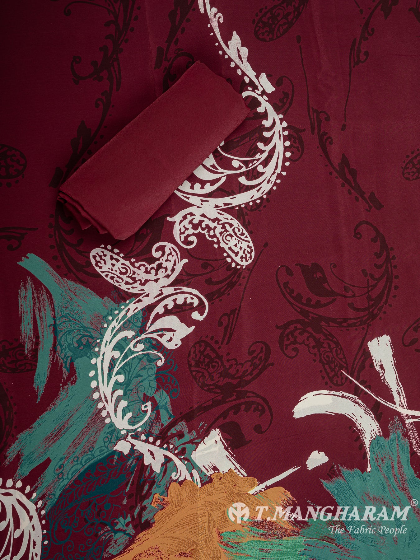 Maroon Crepe Chudidhar Fabric Set - EH1670 view-2