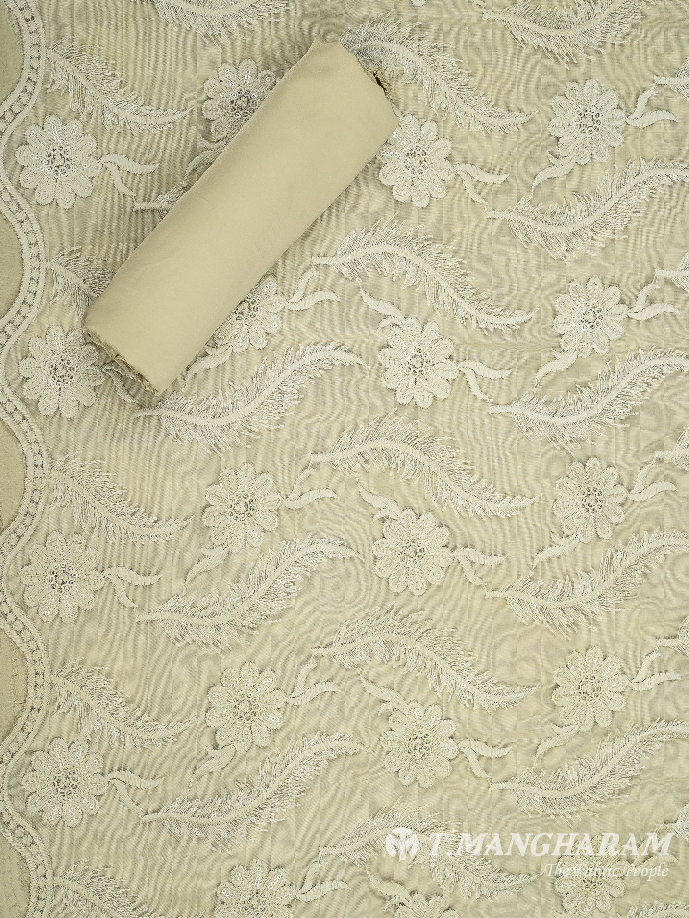 Light Yellow Net Chudidhar Fabric Set - EH1688 view-2