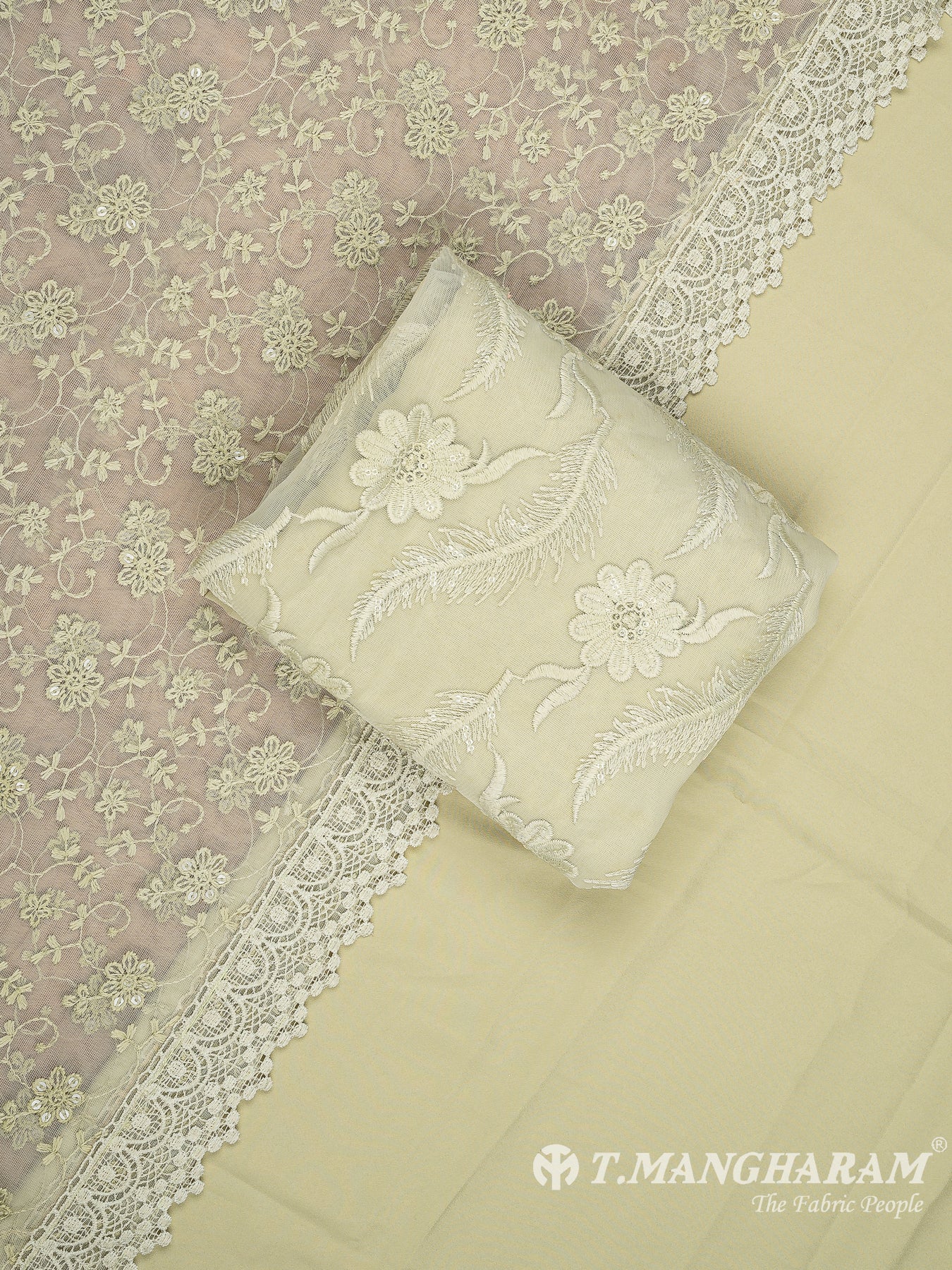 Light Yellow Net Chudidhar Fabric Set - EH1688 view-1