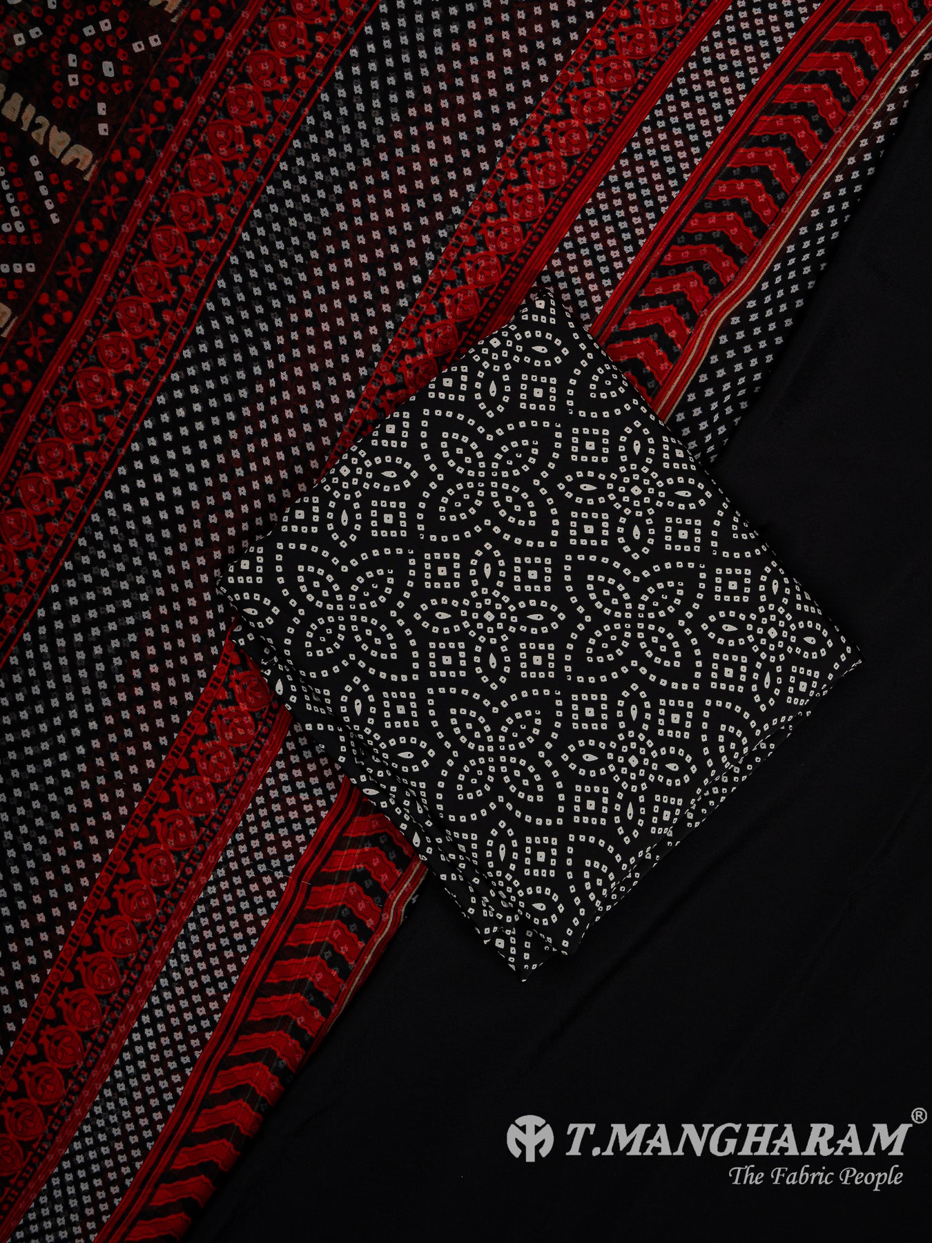 Black Crepe Chudidhar Fabric Set - EH1665 view-1