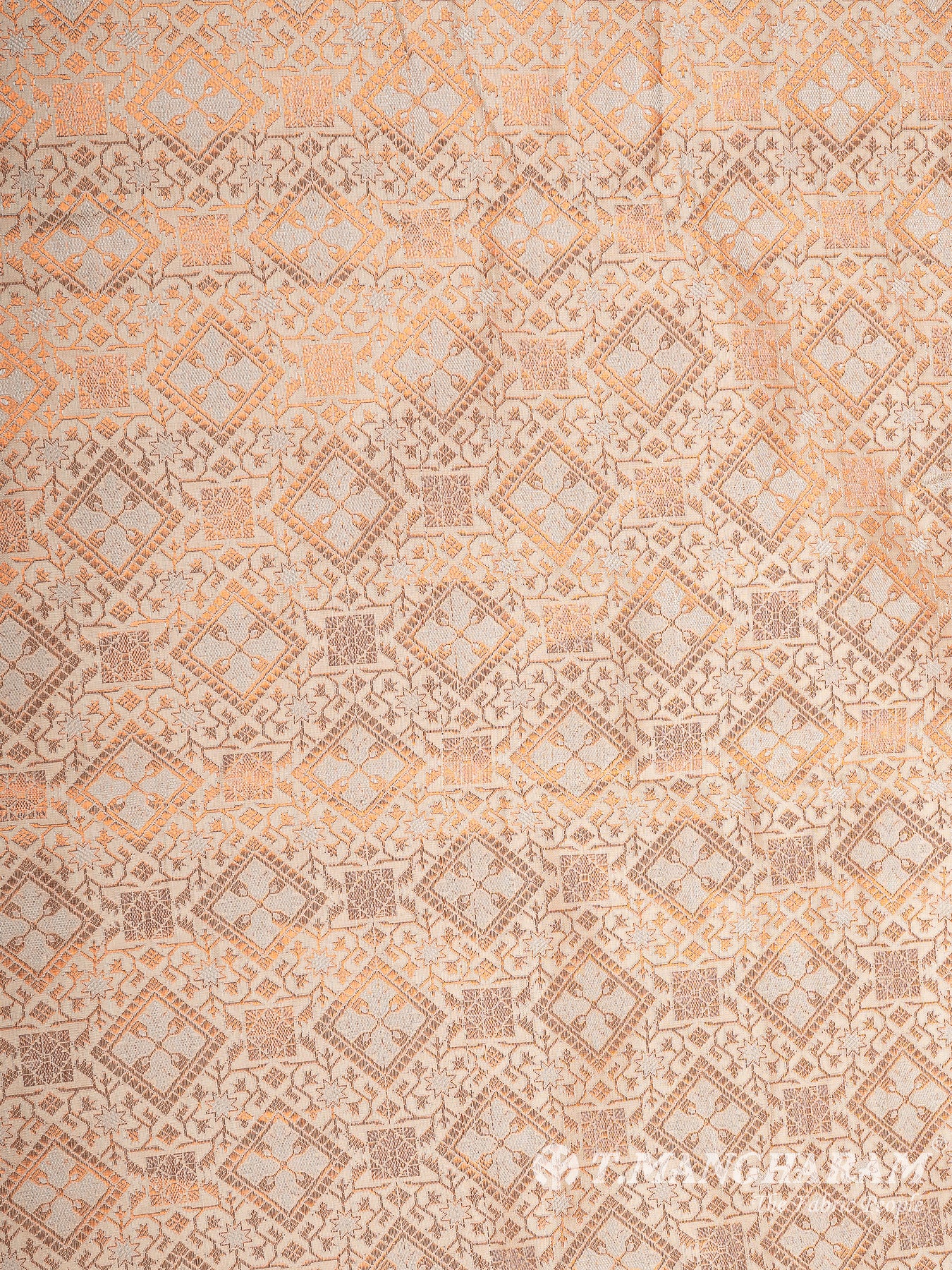Light Peach Semi Banaras Fabric - EB6710 view-3