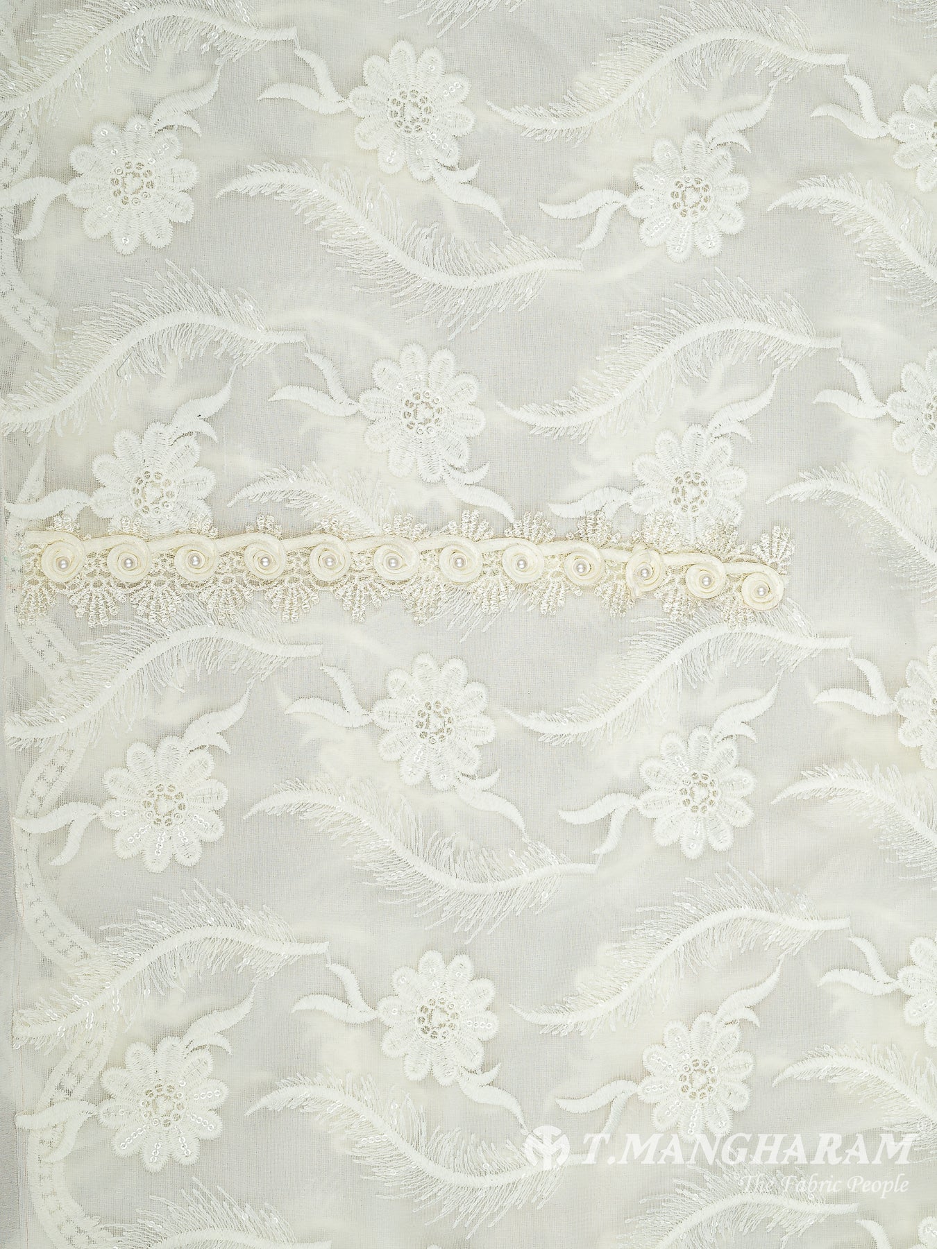 Off White Net Chudidhar Fabric Set - EH1692 view-2