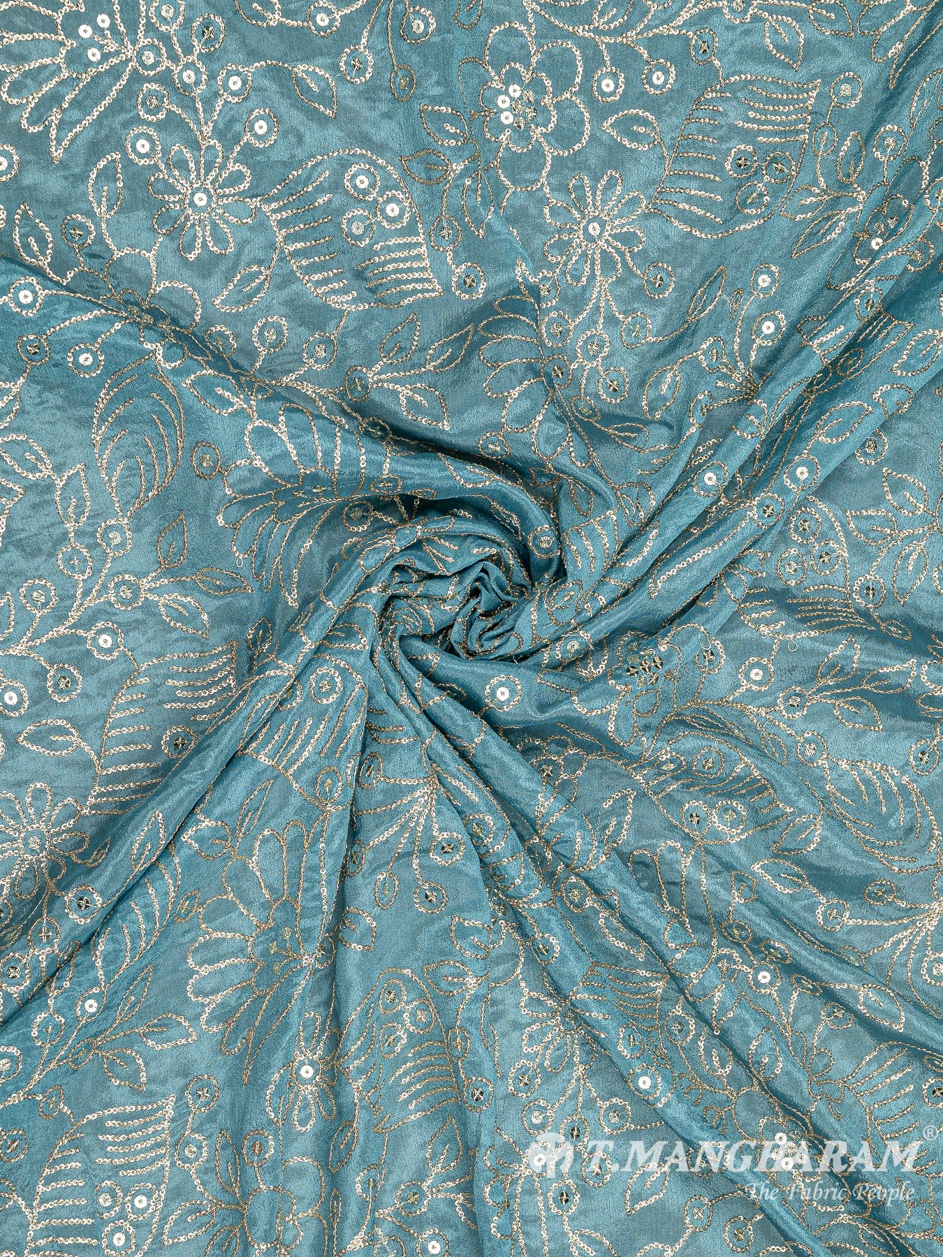 Blue Chinnon Silk Fabric - EC8293 view-1