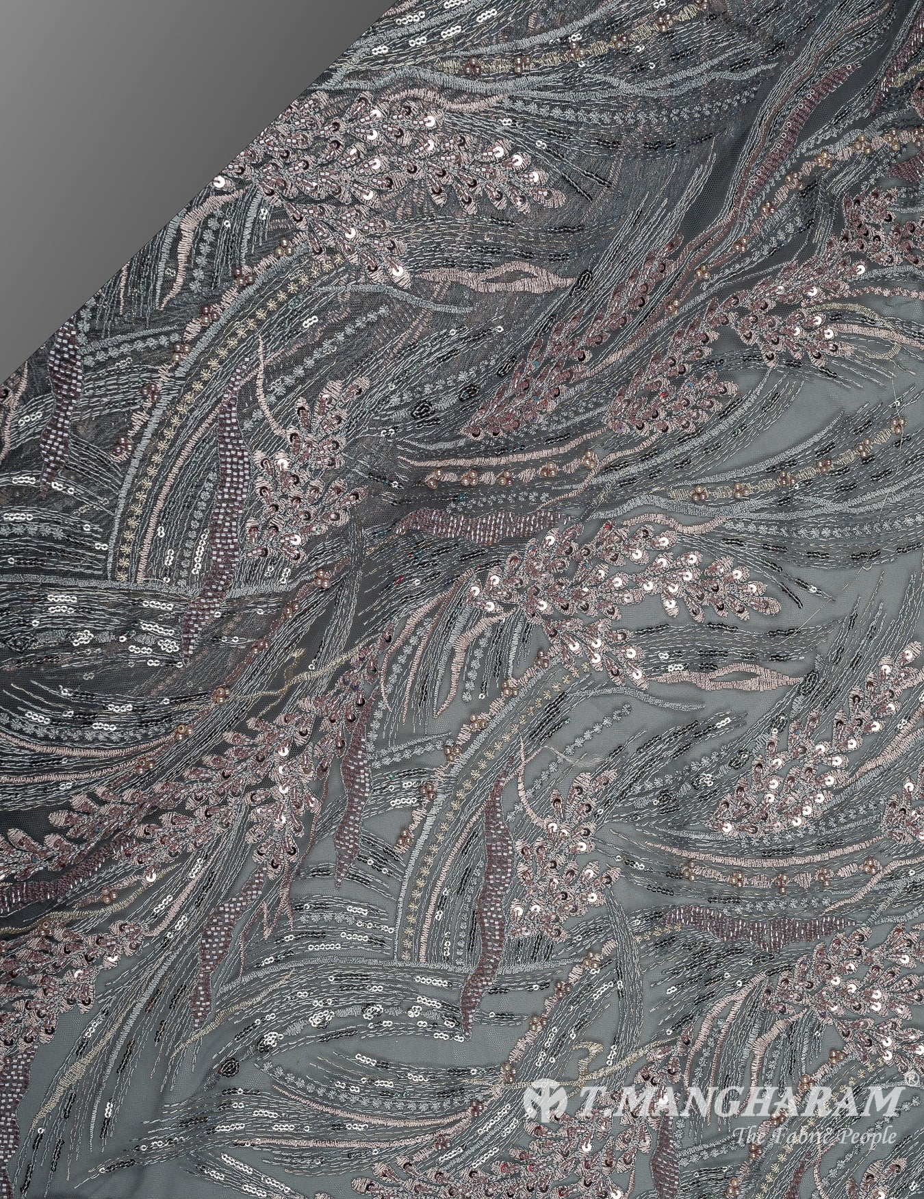 Grey Net Embroidery Fabric - EB7236 view-2