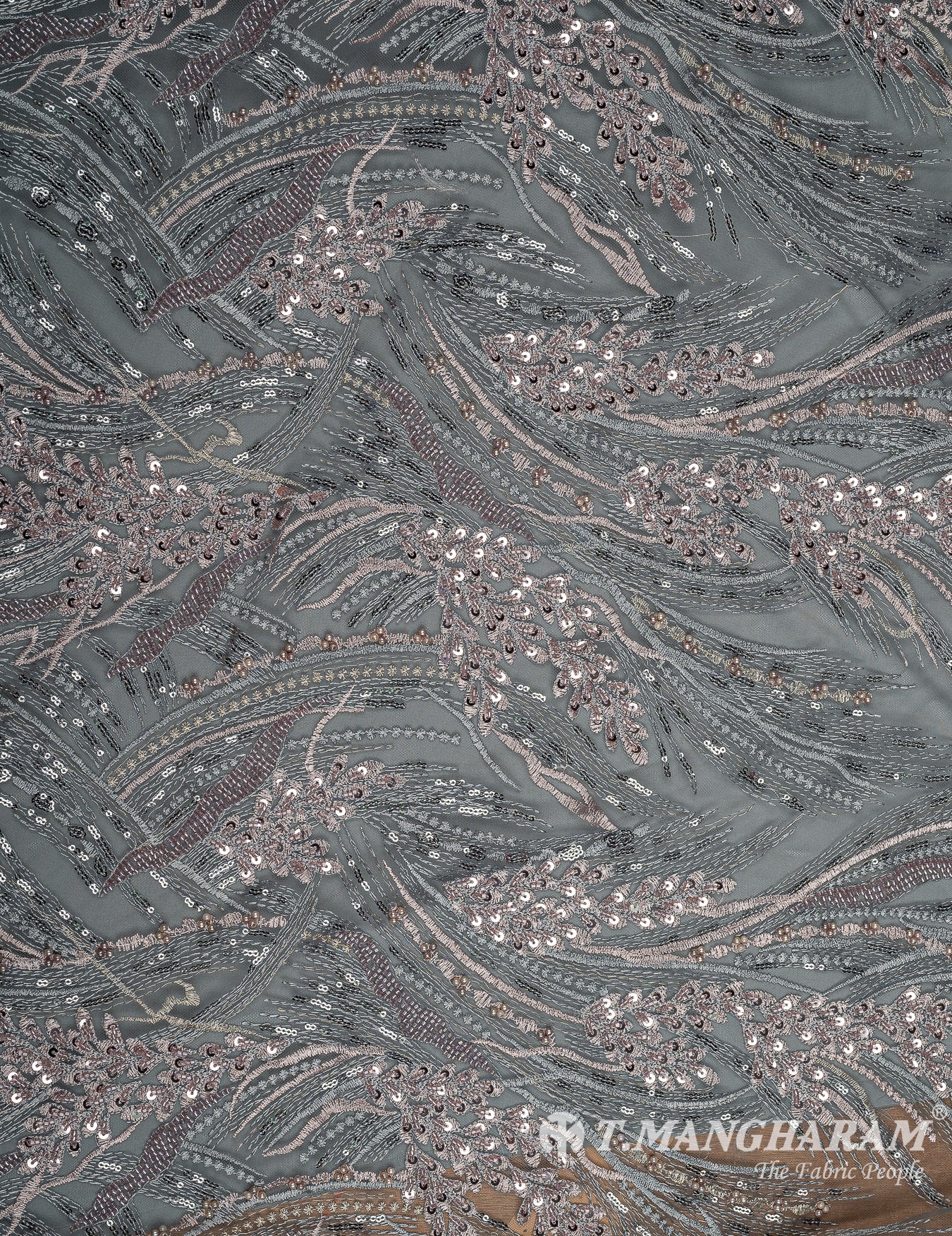 Grey Net Embroidery Fabric - EB7236 view-3
