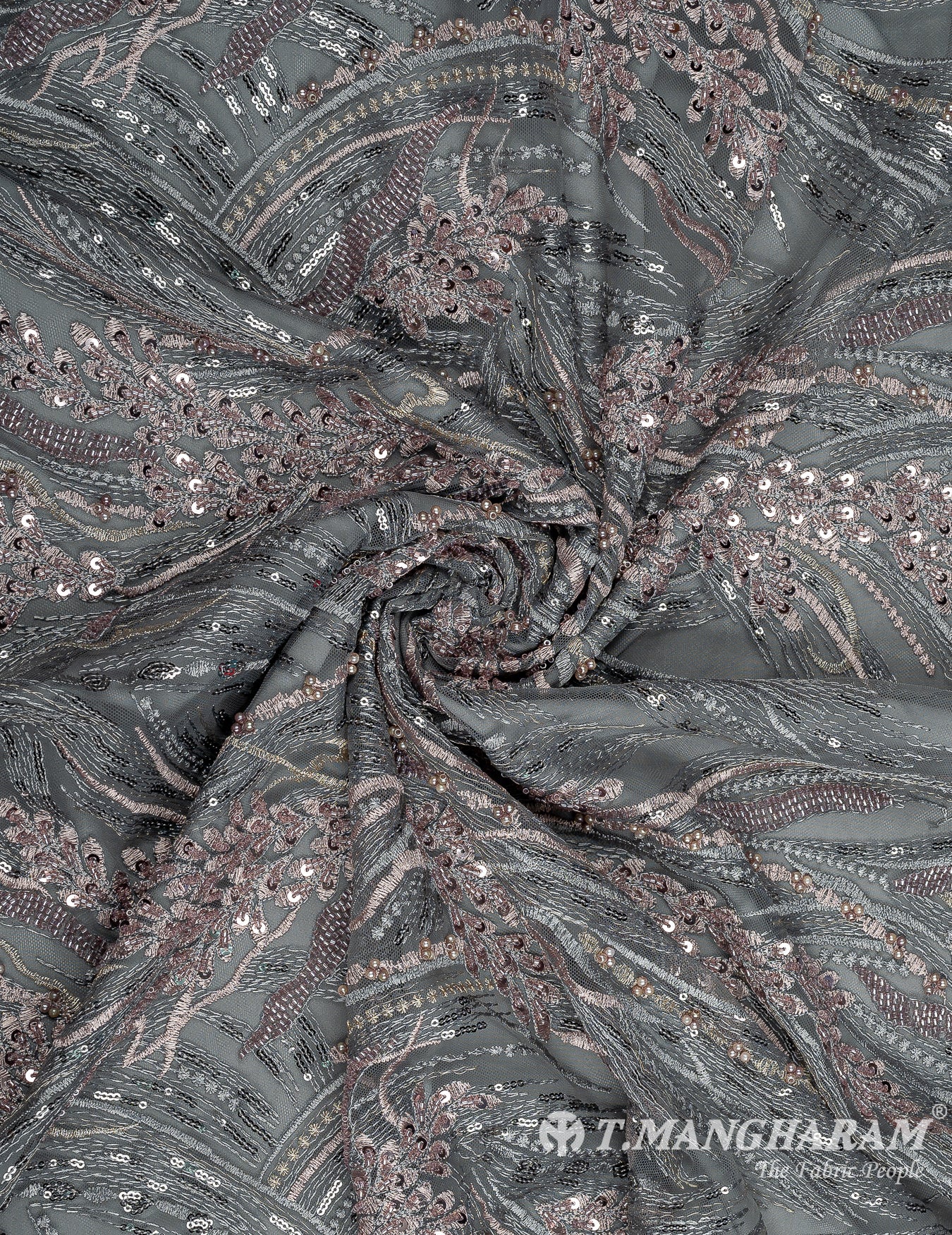 Grey Net Embroidery Fabric - EB7236 view-1