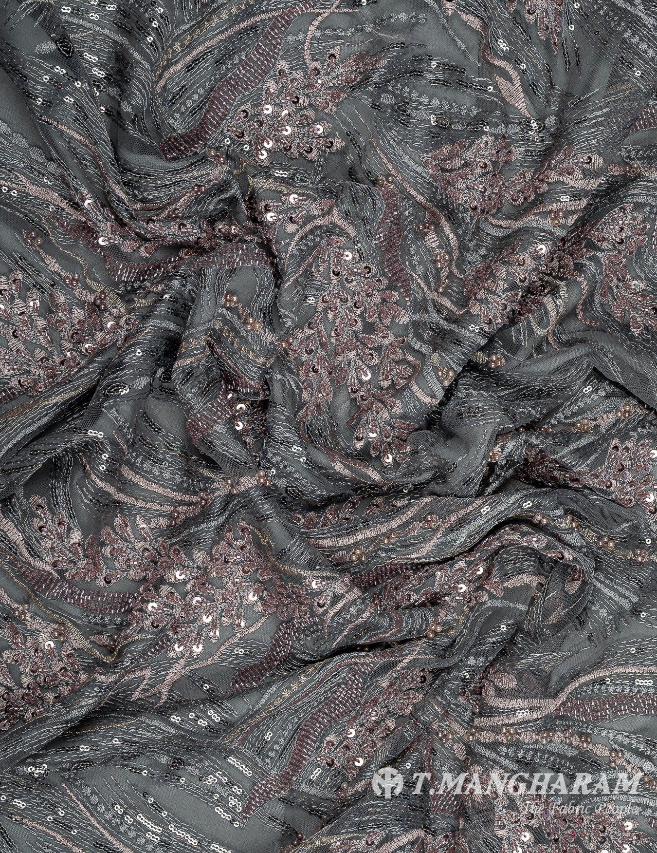 Grey Net Embroidery Fabric - EB7236 view-4