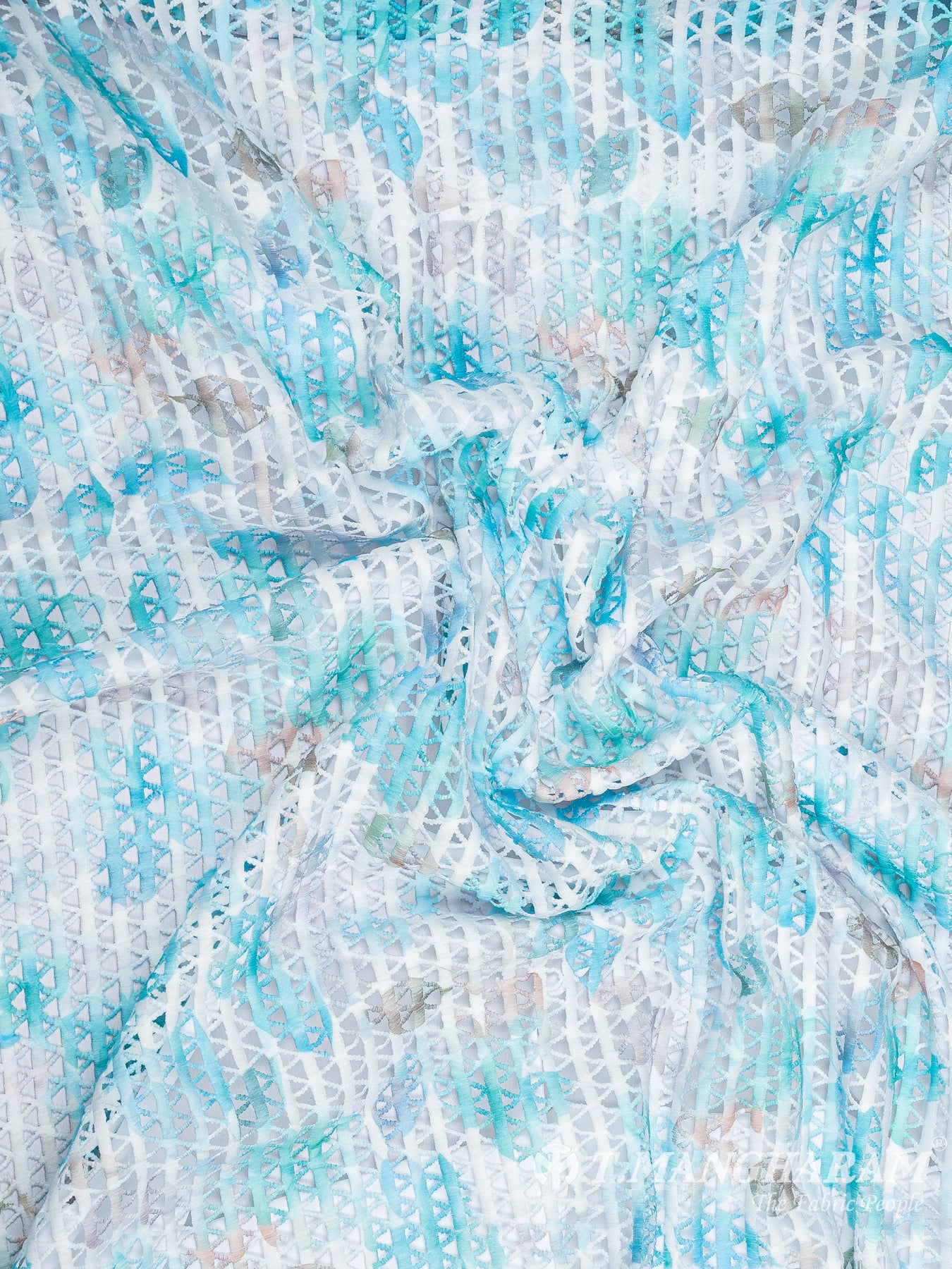 Multicolor Georgette Embroidery Fabric - EC9352 view-4