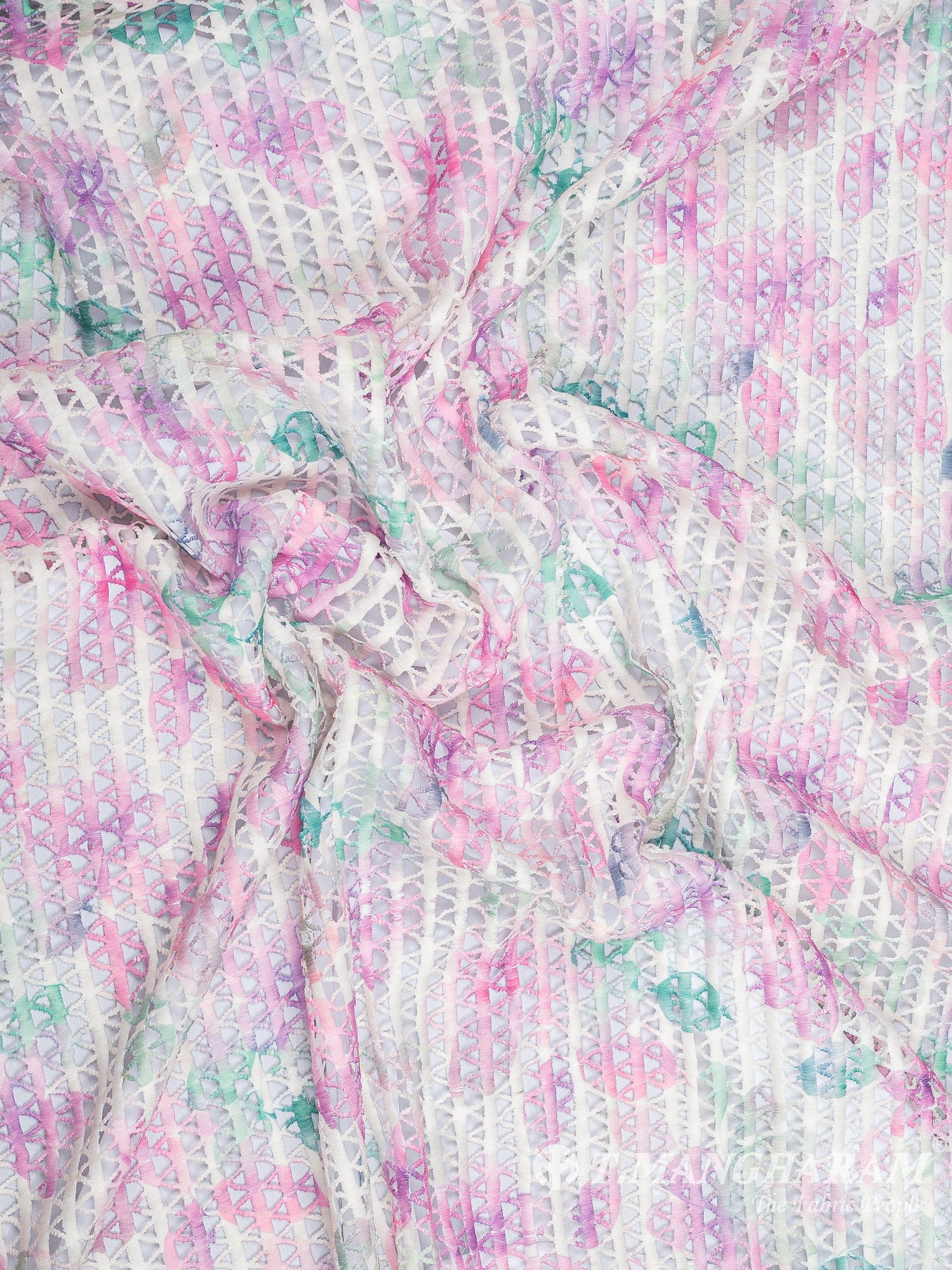 Multicolor Georgette Embroidery Fabric - EC9350 view-4