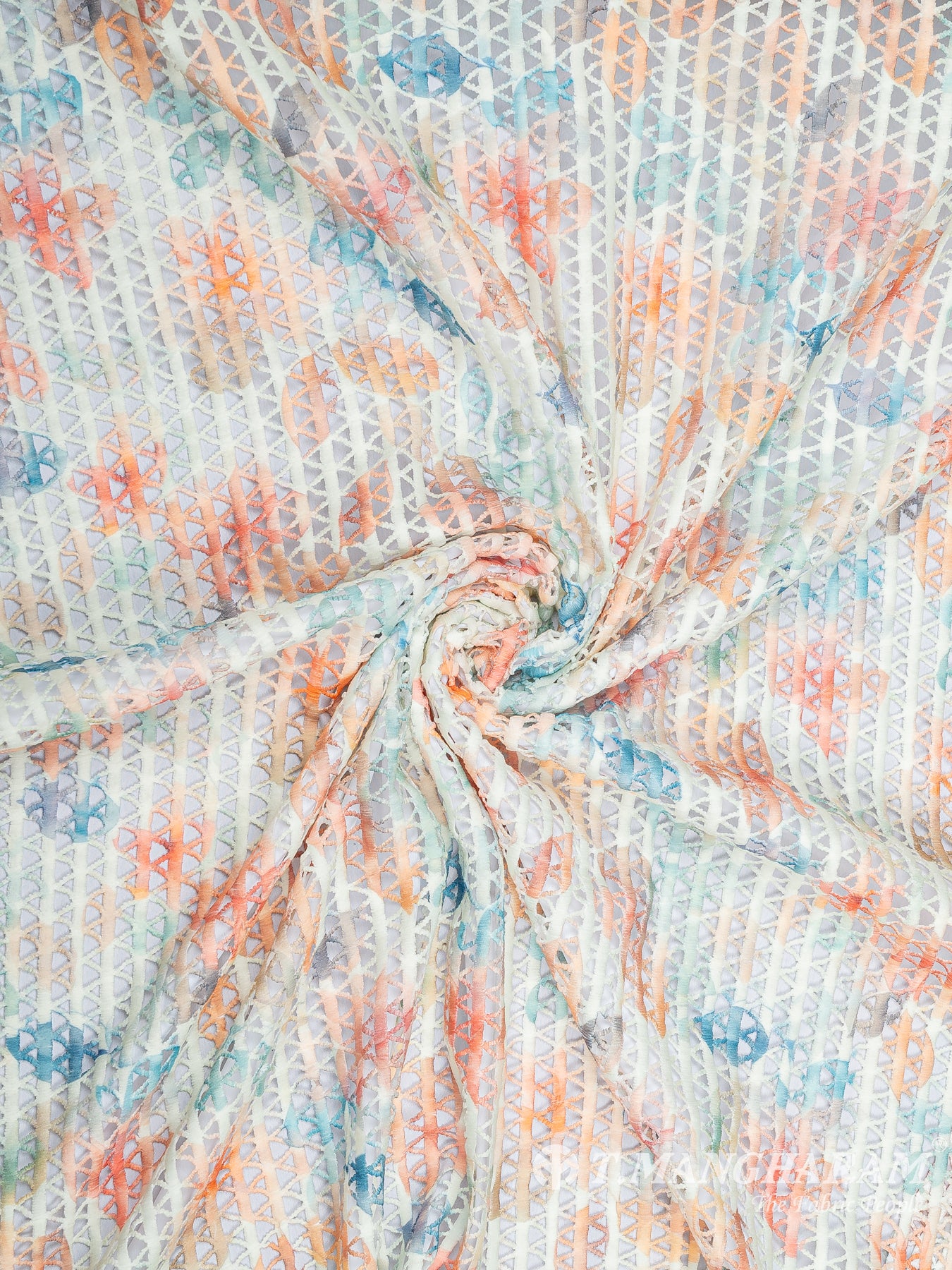 Multicolor Georgette Embroidery Fabric - EC9349 view-1