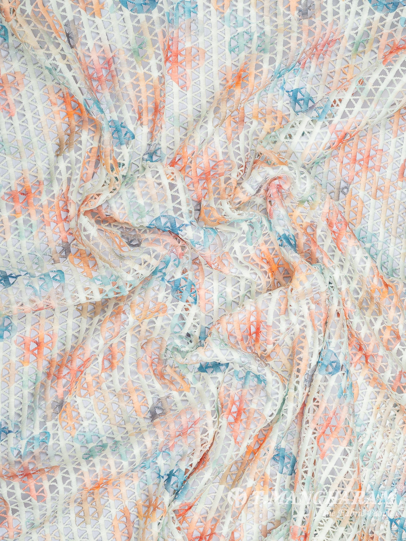 Multicolor Georgette Embroidery Fabric - EC9349 view-4