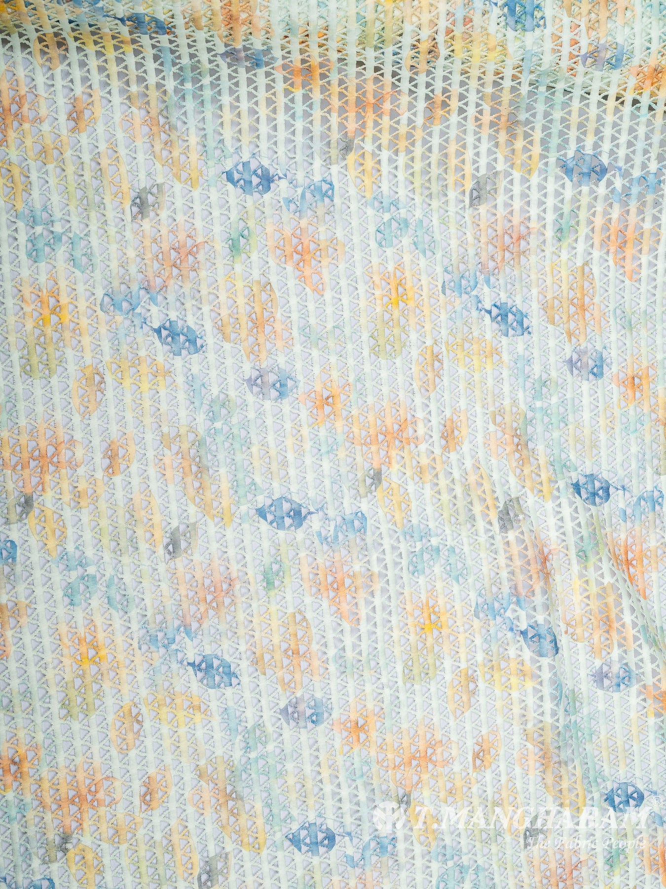Multicolor Georgette Embroidery Fabric - EC9351 view-3