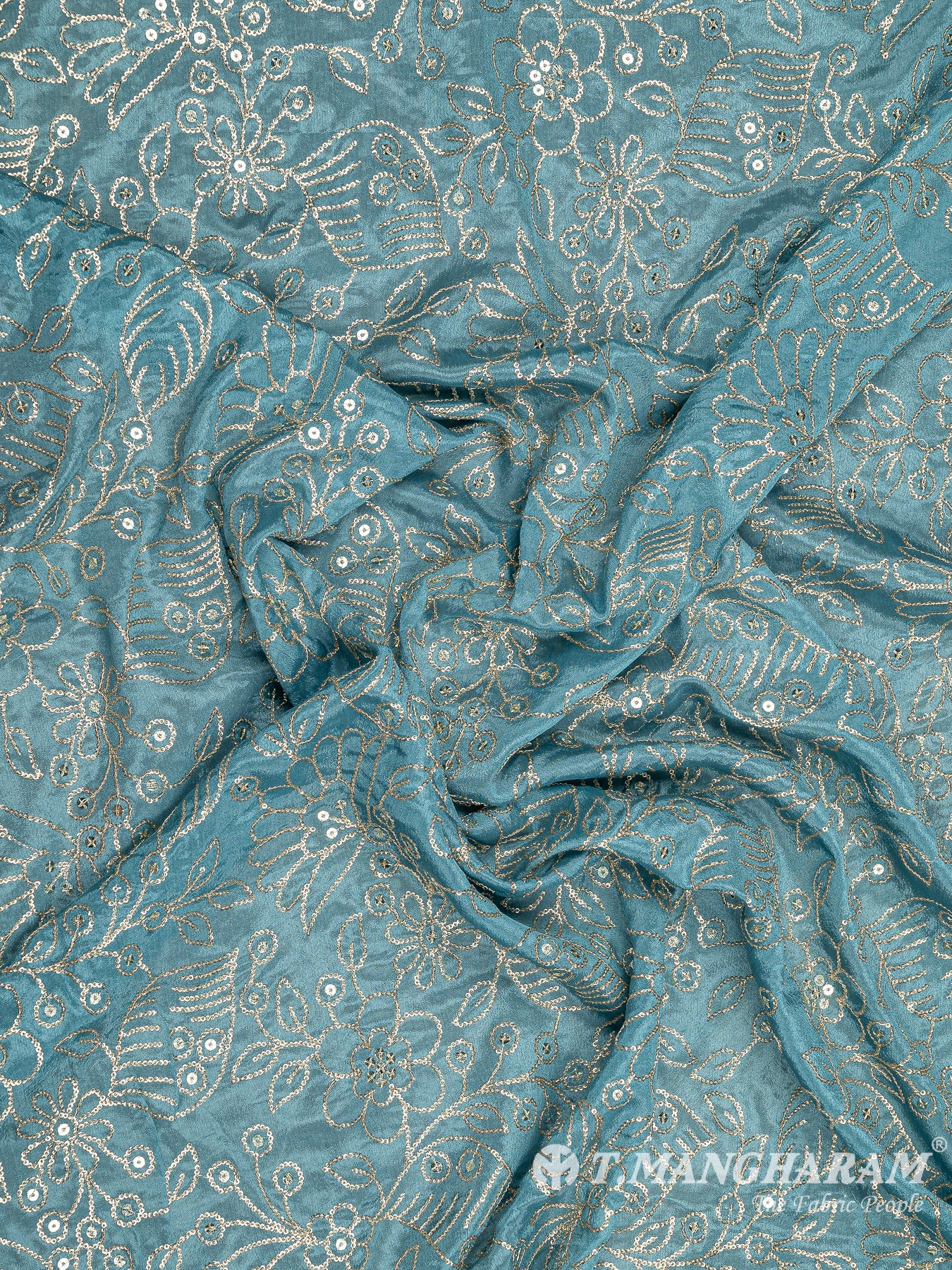 Blue Chinnon Silk Fabric - EC8293 view-4