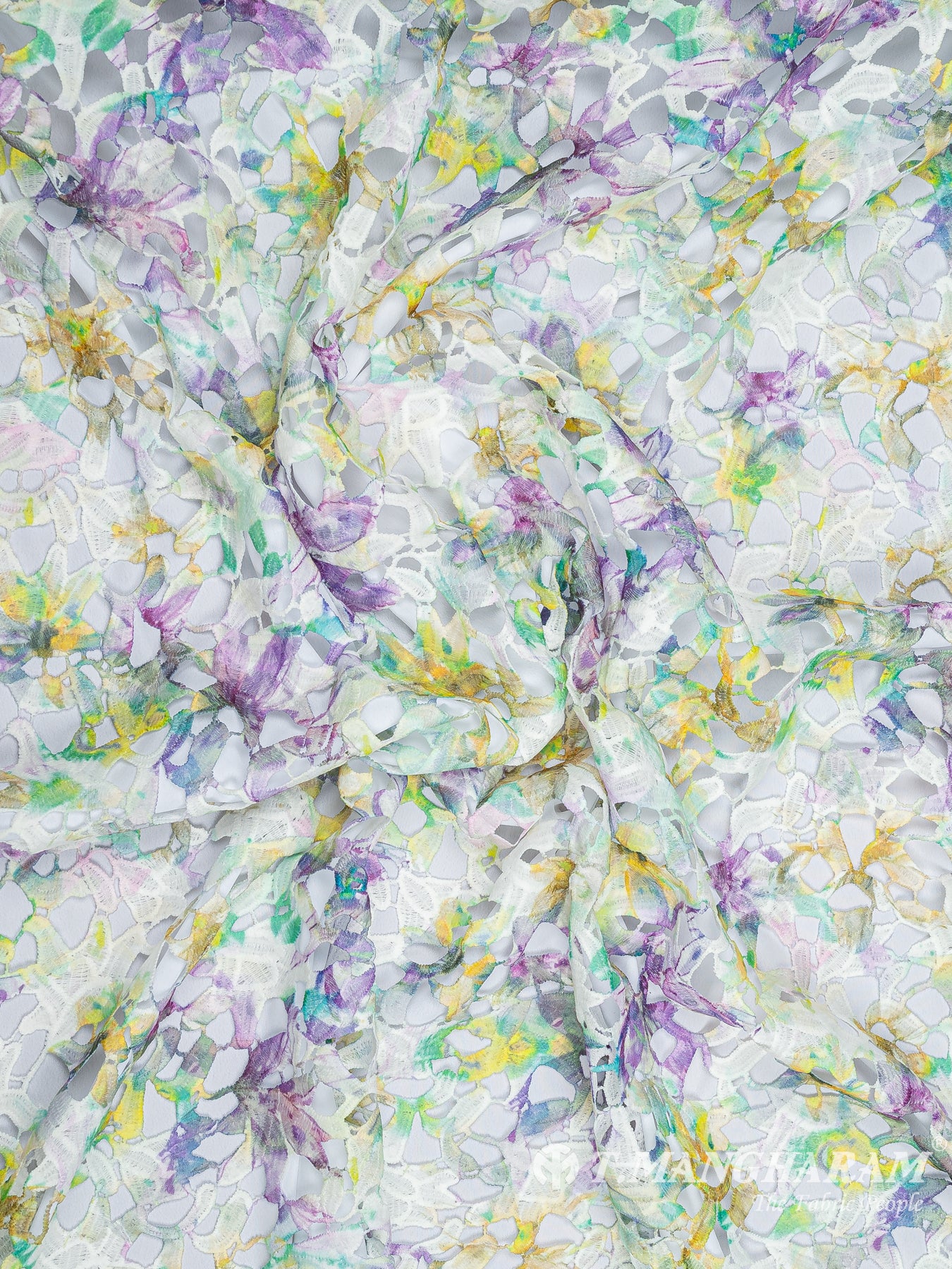 Multicolor Georgette Embroidery Fabric - EC9342 view-4