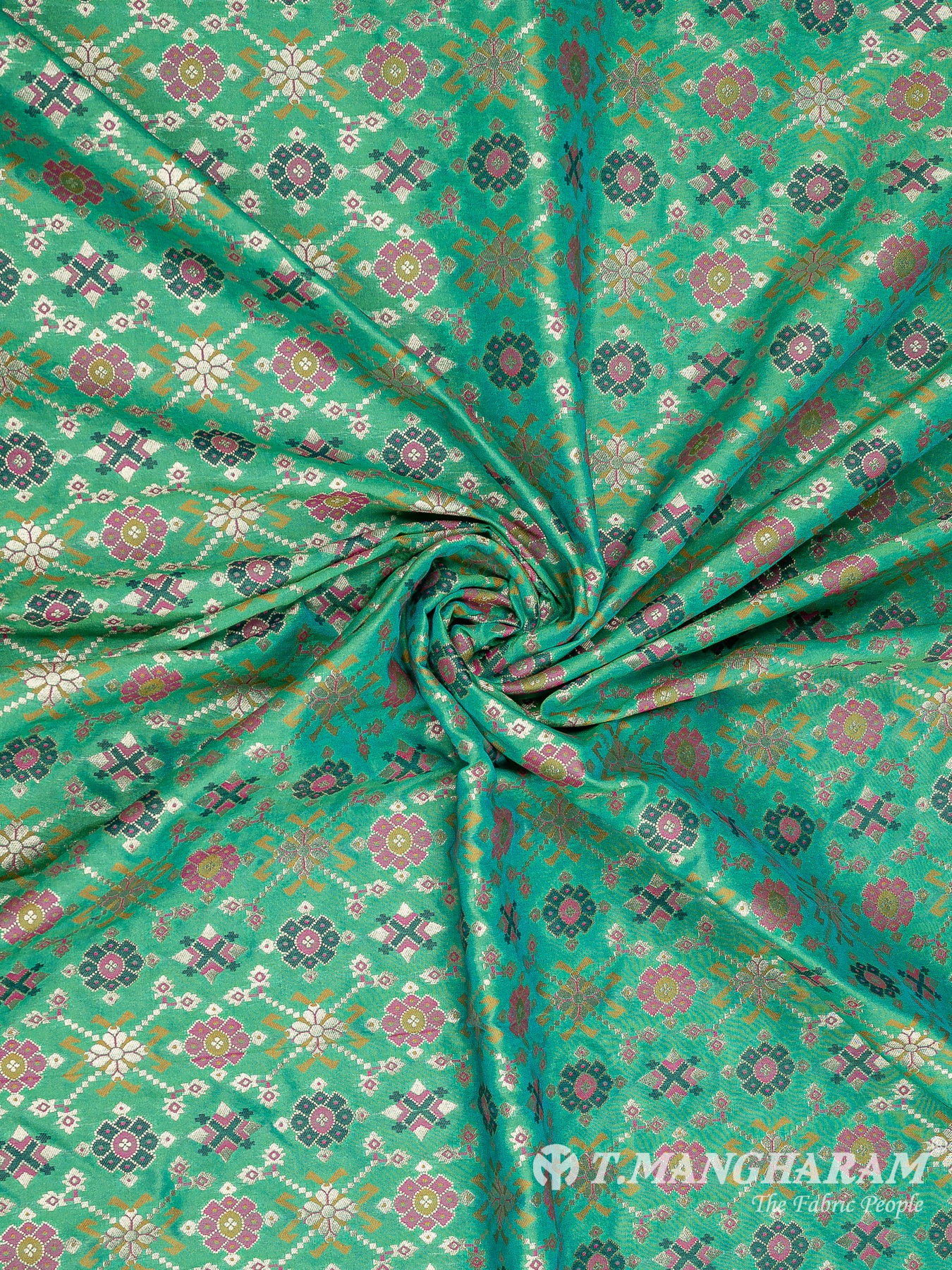 Green Banaras Fabric - EB6586 view-1