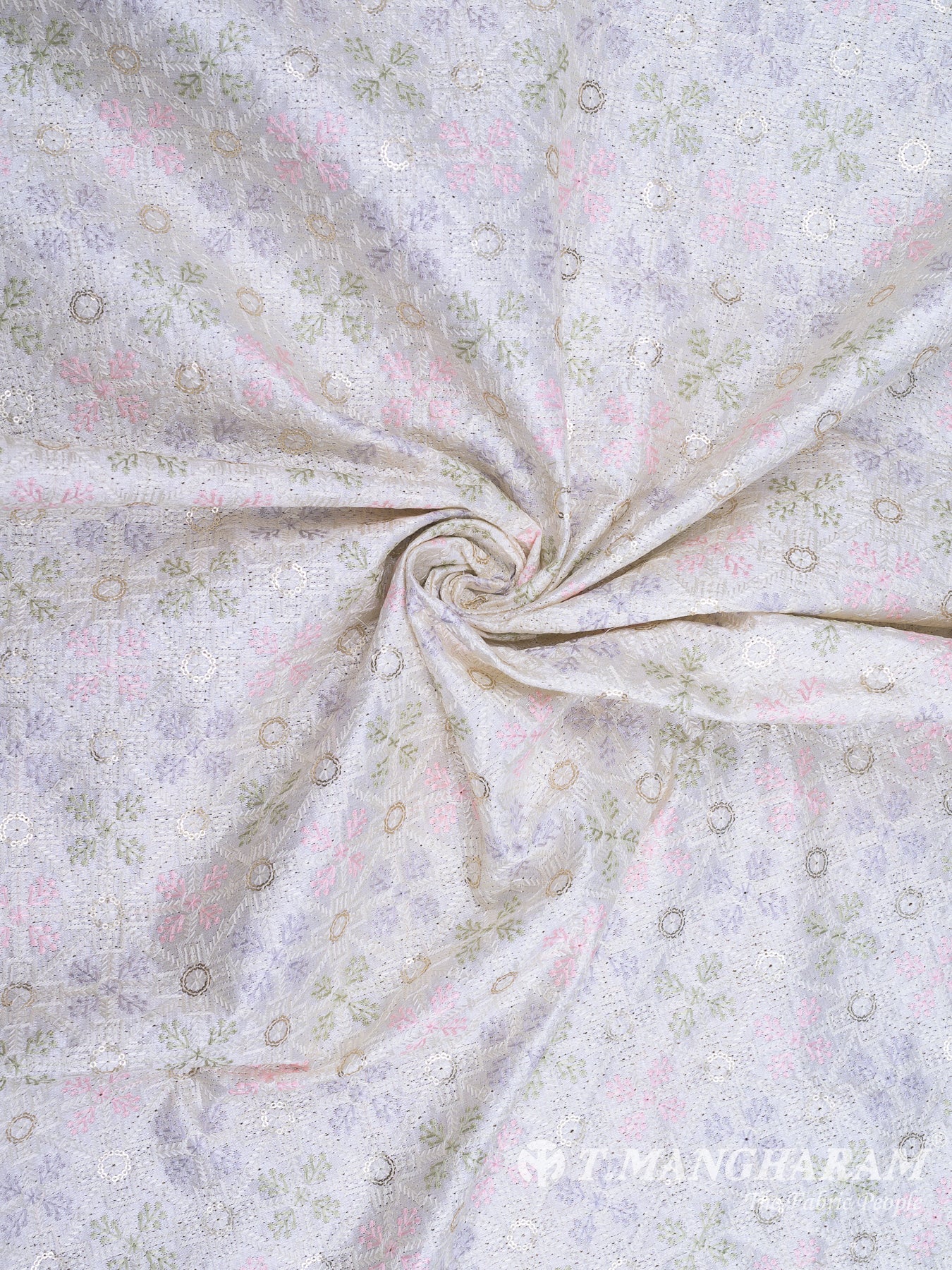 White Raw Silk Fabric - EC7953 view-1