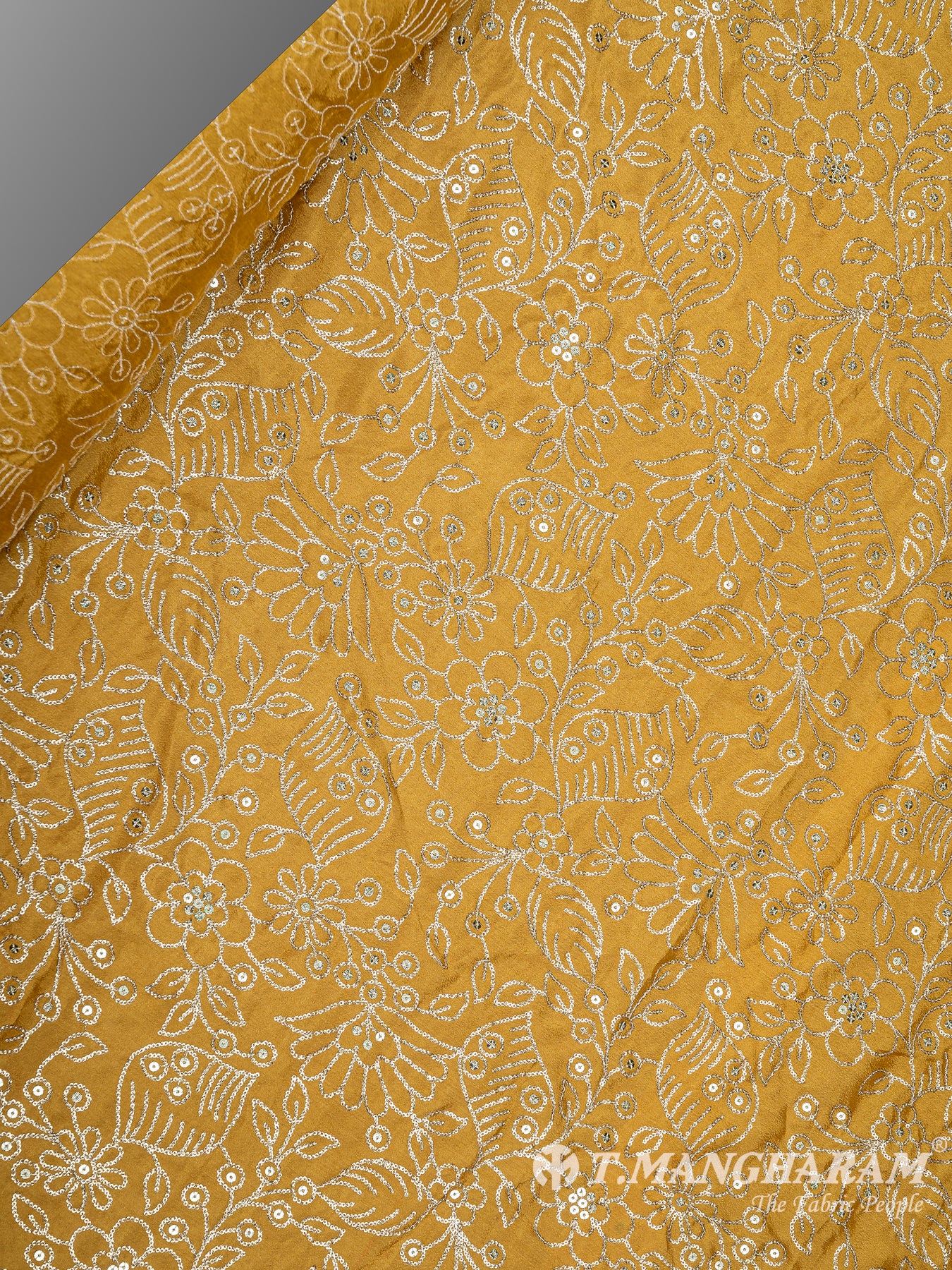 Mustard Yellow Chinnon Silk Fabric - EC8291 view-2